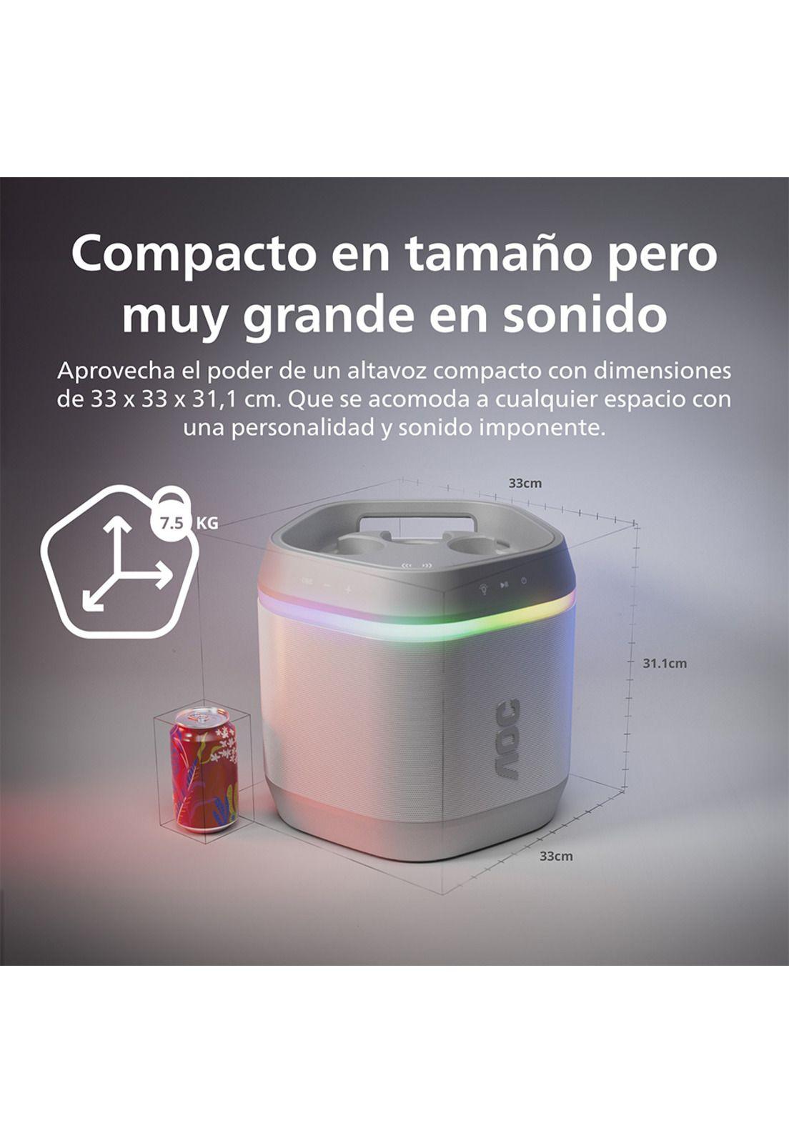 Pack 2 Parlantes Bluetooth AOC O3 Blanco con Portalatas para Fiesta-5