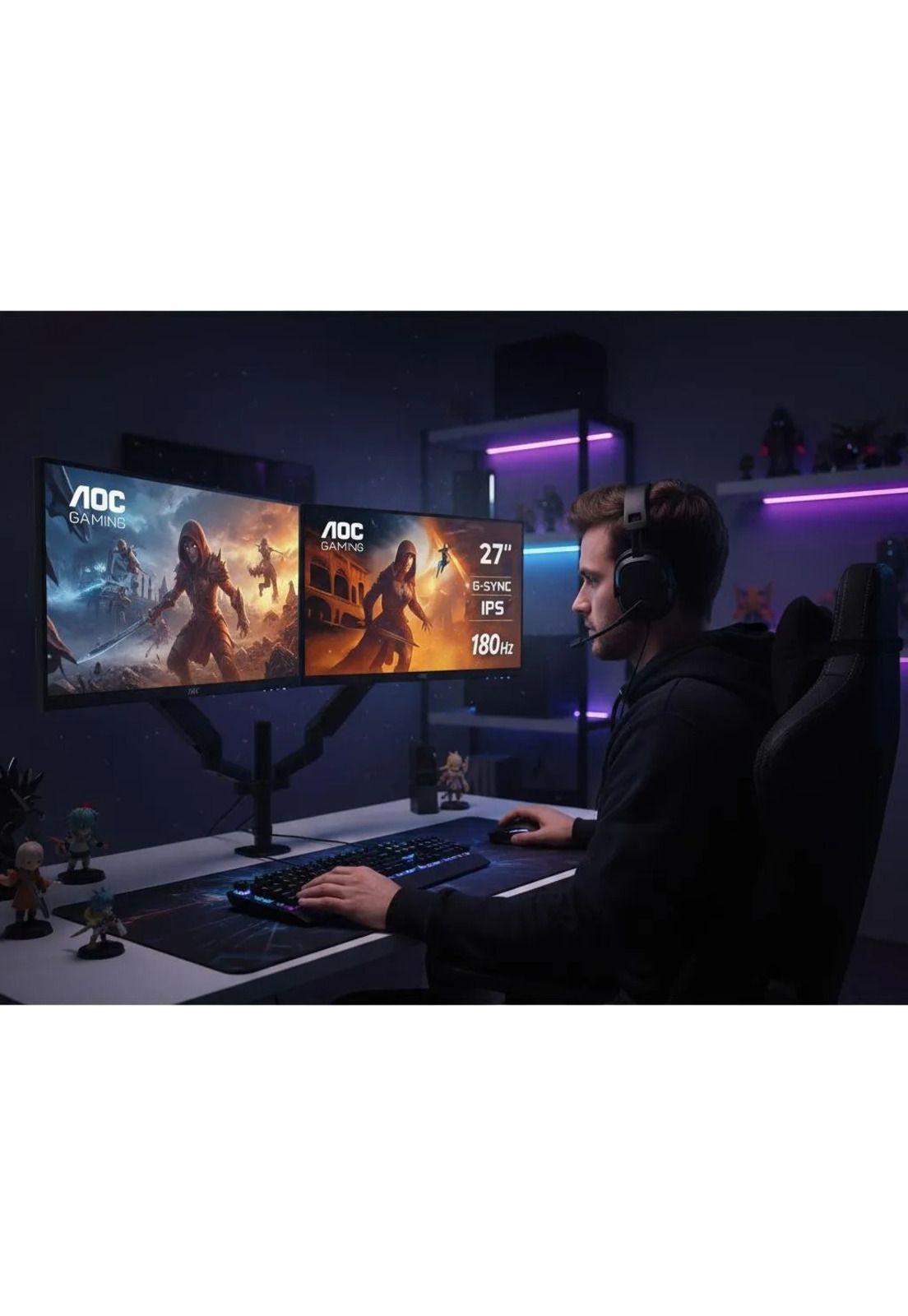 2 Monitores Gamer 27" AOC 27G4 IPS Full HD 180Hz  +  Soporte Monitor AD110DX-4