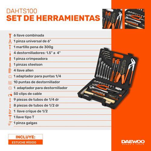 Kit Herramientas Daewoo Dahts100 100 Pzs Maletín Negro-2