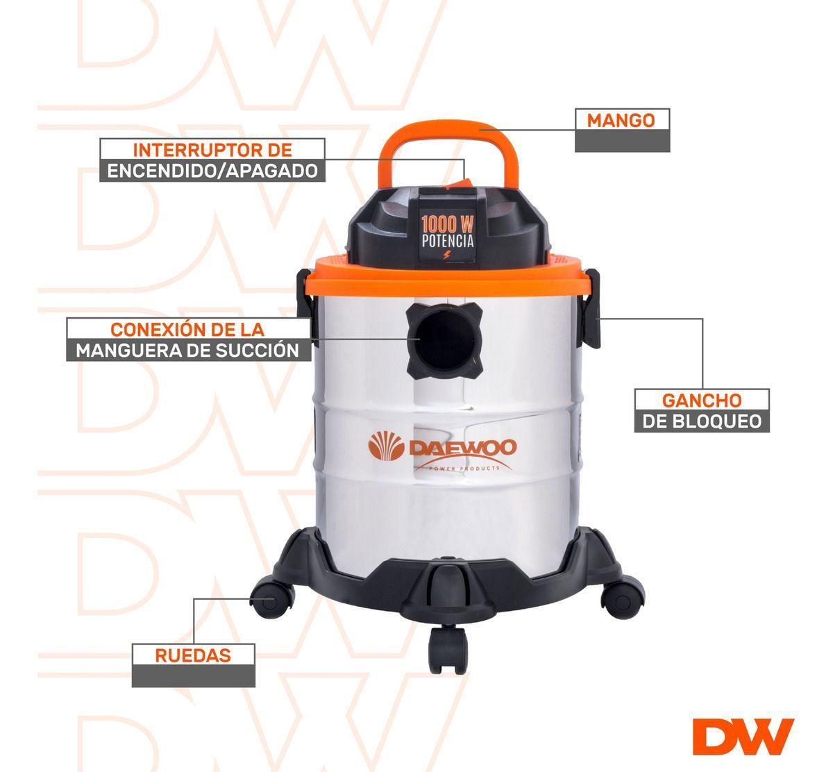 Aspiradora De Tacho Polvo Y Agua Daewoo 20l 1000w + Set Esponjas-2