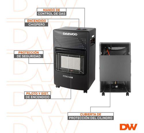 Estufa A Gas Movil Daewoo Dany44 4.4 Kw 11 A 15 Kg 3 Niveles-2