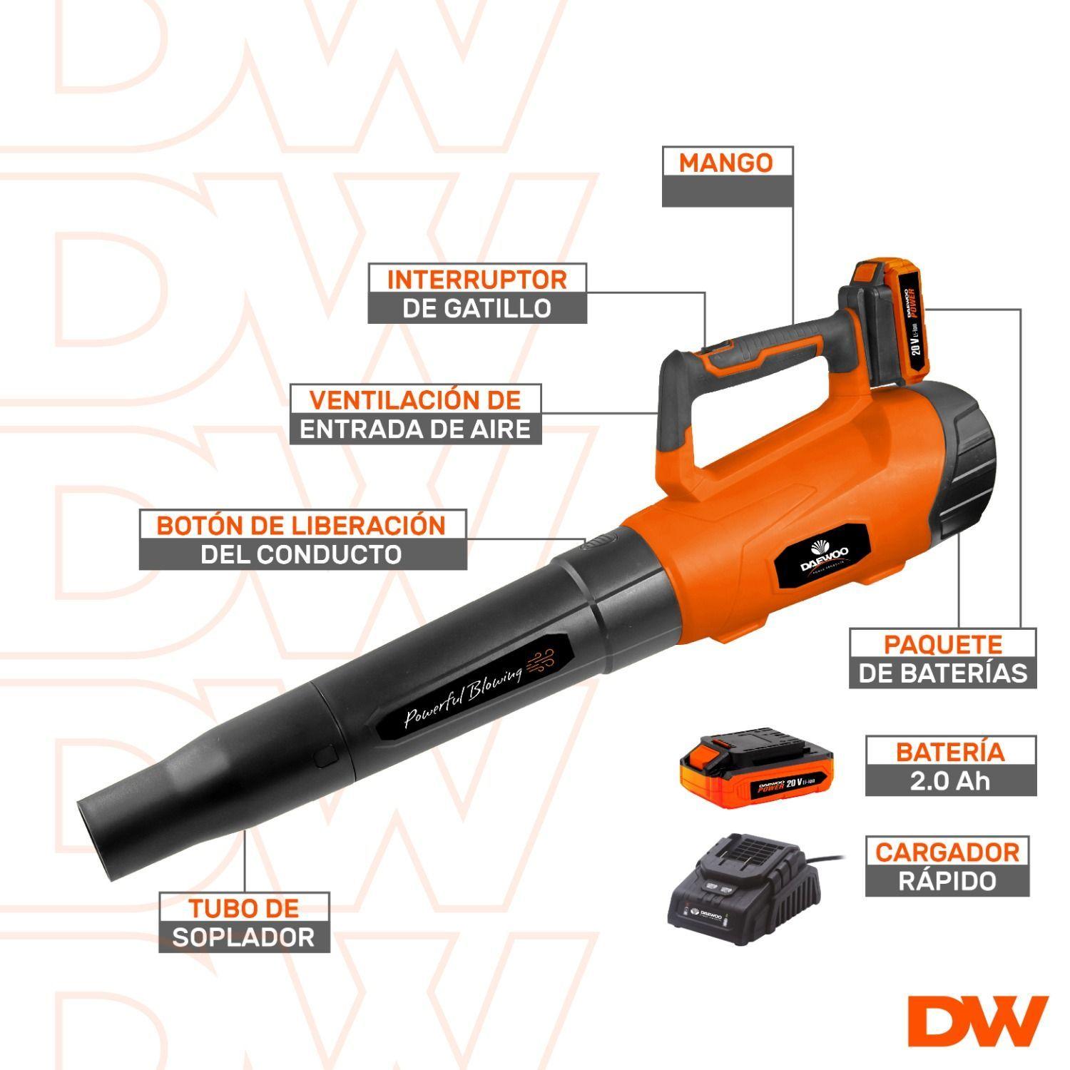 Sopladora Inalámbrica Daewoo DAB2000LI-1 + Bateria 20V + Cargador-2