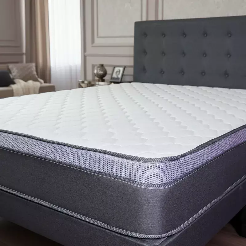 Cama Europea Super King + Respaldo Abotonado Marengo +Colchón 200x200-3