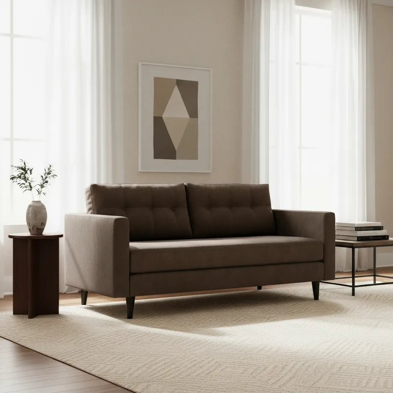 Sofá París 3 Cuerpos Tela Marron Flobal-2