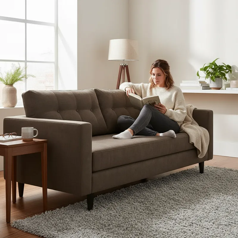 Sofá París 3 Cuerpos Tela Marron Flobal-3