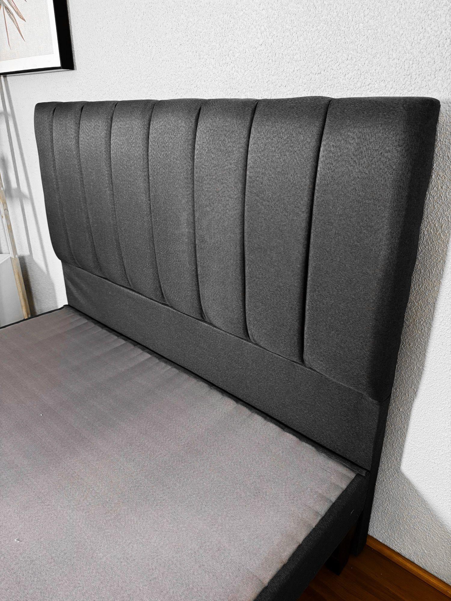 Cama 2 Plazas Franjas 150X190CM Incluye Base + Respaldo Negro Flobal-2