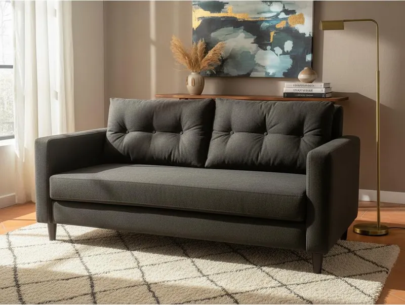 Sofá París 3 Cuerpos Tela Negra Repelente a Liquidos Flobal-2