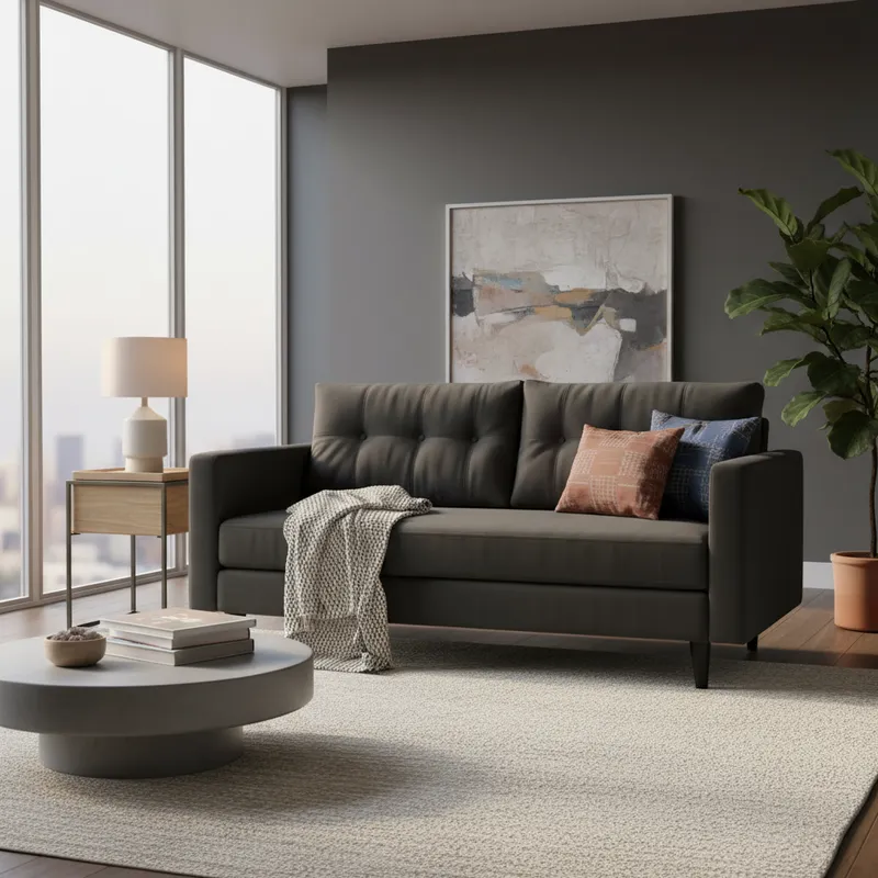 Sofá París 3 Cuerpos Tela Negra Repelente a Liquidos Flobal-3