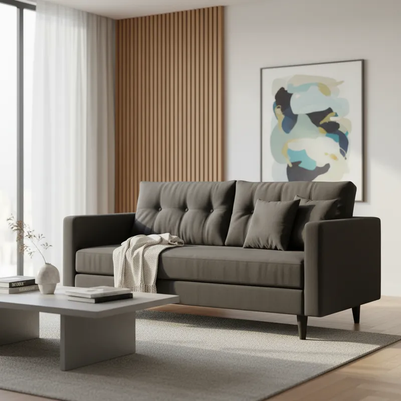 Sofá París 3 Cuerpos Tela Negra Repelente a Liquidos Flobal-5