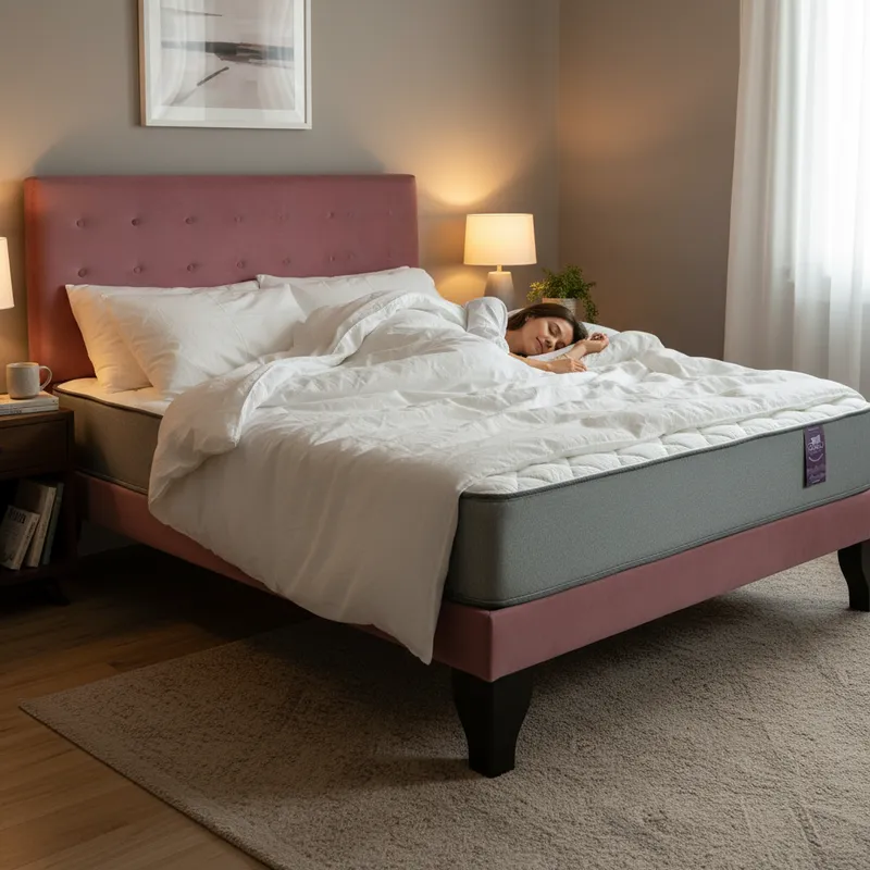 Cama 2 Plazas Abotonada 150X190cm + Respaldo Rosa + Colchon Flobal-2