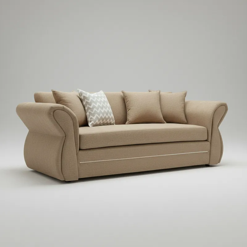 Sofá Grecia 3 cuerpos Tela Beige Repelente a Líquidos Flobal-2