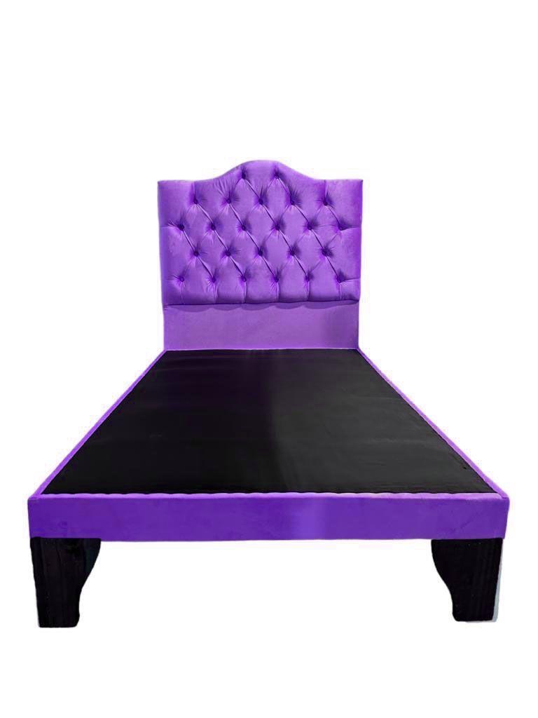 Cama 1 Plaza Ovalada Incluye Base y Respaldo Morado Flobal-0