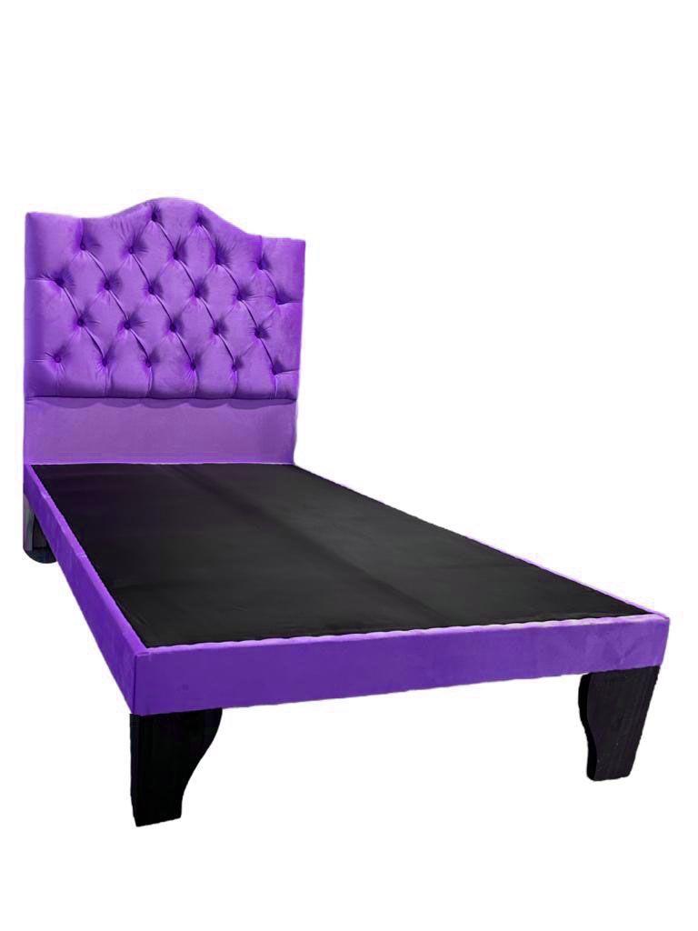 Cama 1 Plaza Ovalada Incluye Base y Respaldo Morado Flobal-1