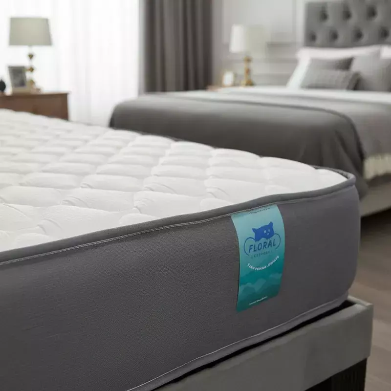 Cama 1,5 Plazas Ovalada 105X190cm + Respaldo Gris + Colchon Flobal-3