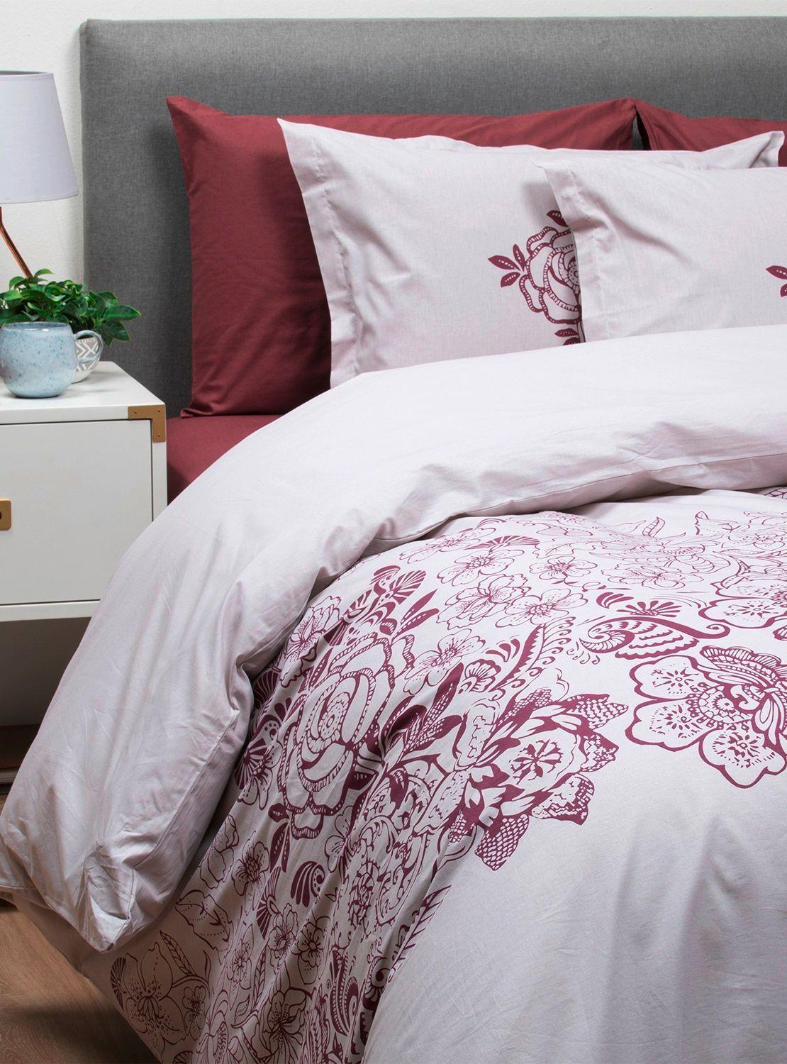 Set con funda de plumón 100% algodón King Mandora Vino-1