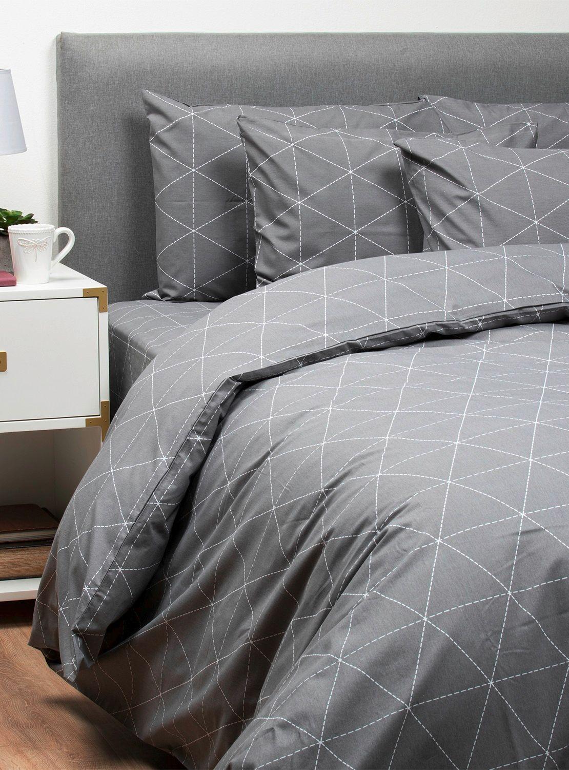 Set con funda de plumón 100% algodón 2 plazas Dream Antracit-0