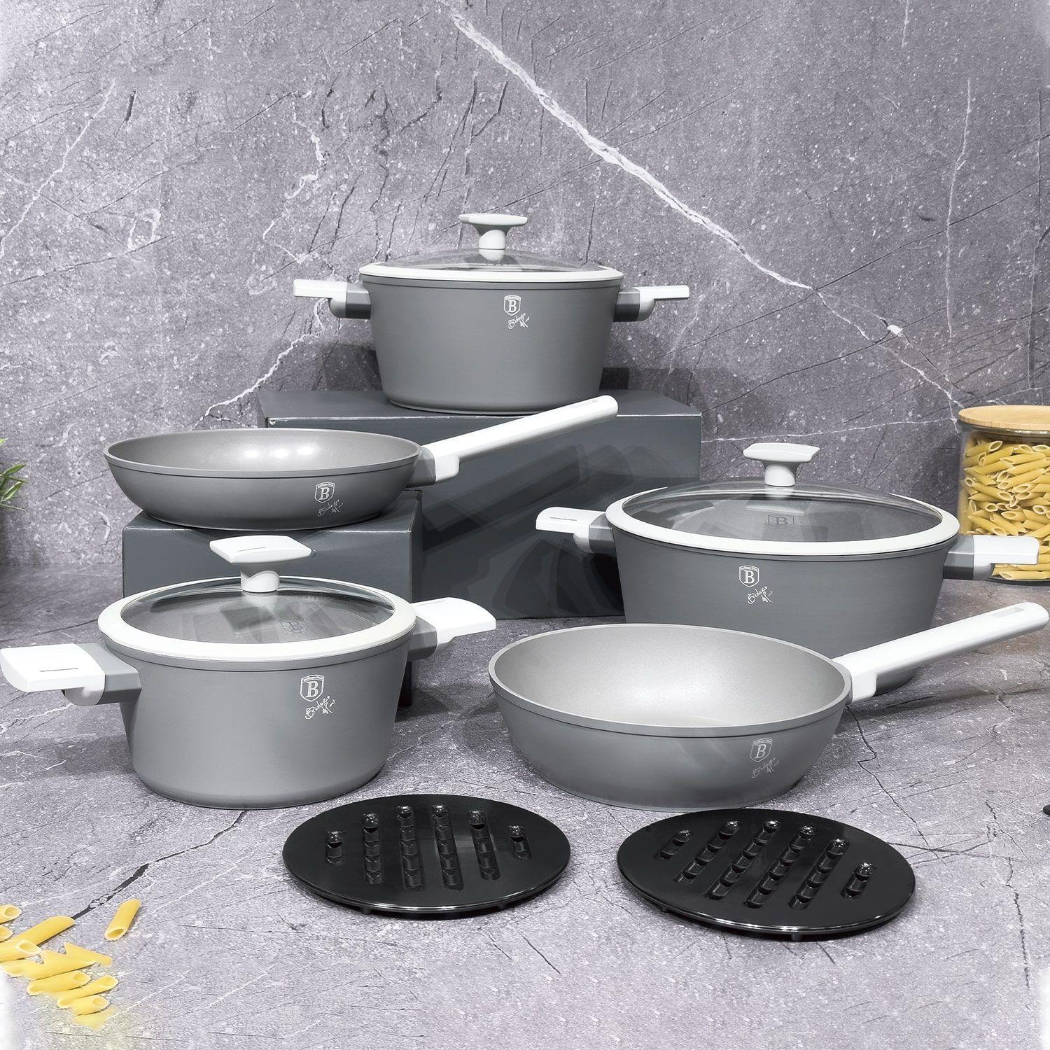 Batería de cocina 10 pzs Berlinger Haus, línea aspen collection, color gris, aluminio forjado -2