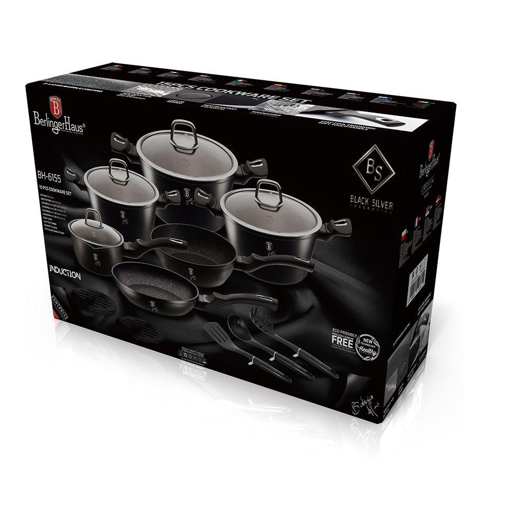 BATERÍA DE COCINA DE 15 PIEZAS BERLINGER HAUS BH-6155 BLACK/SILVER COLLECTION-1
