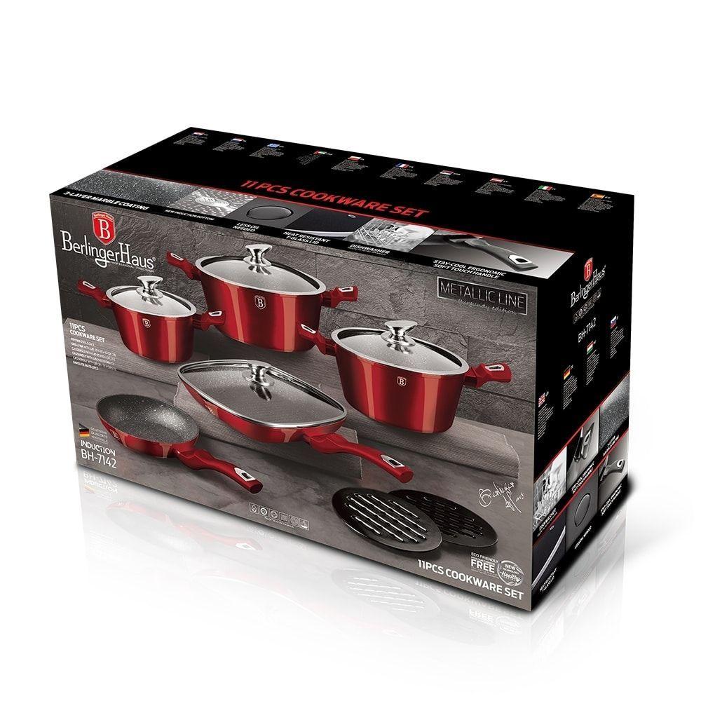 BATERIA DE COCINA 11 PZS METALLIC BURGUBDY EDITION ANTIADHERENTE-3