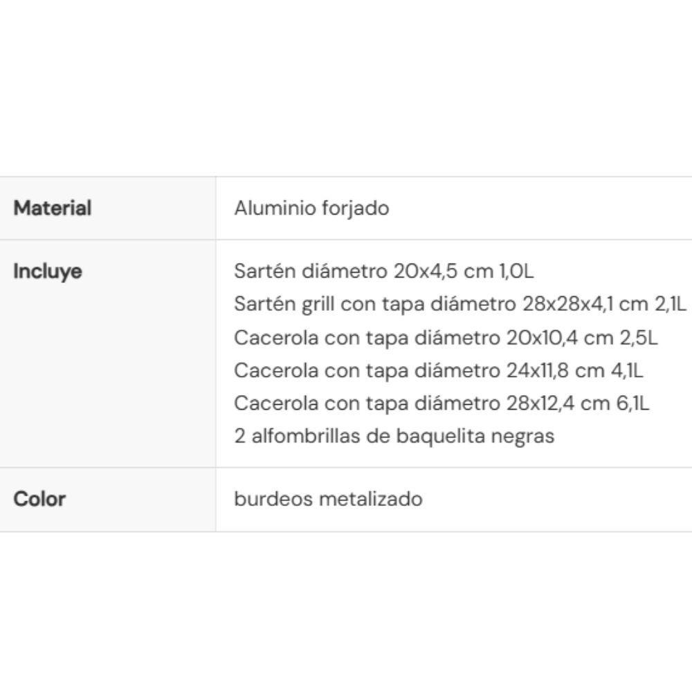 BATERIA DE COCINA 11 PZS METALLIC BURGUBDY EDITION ANTIADHERENTE-4