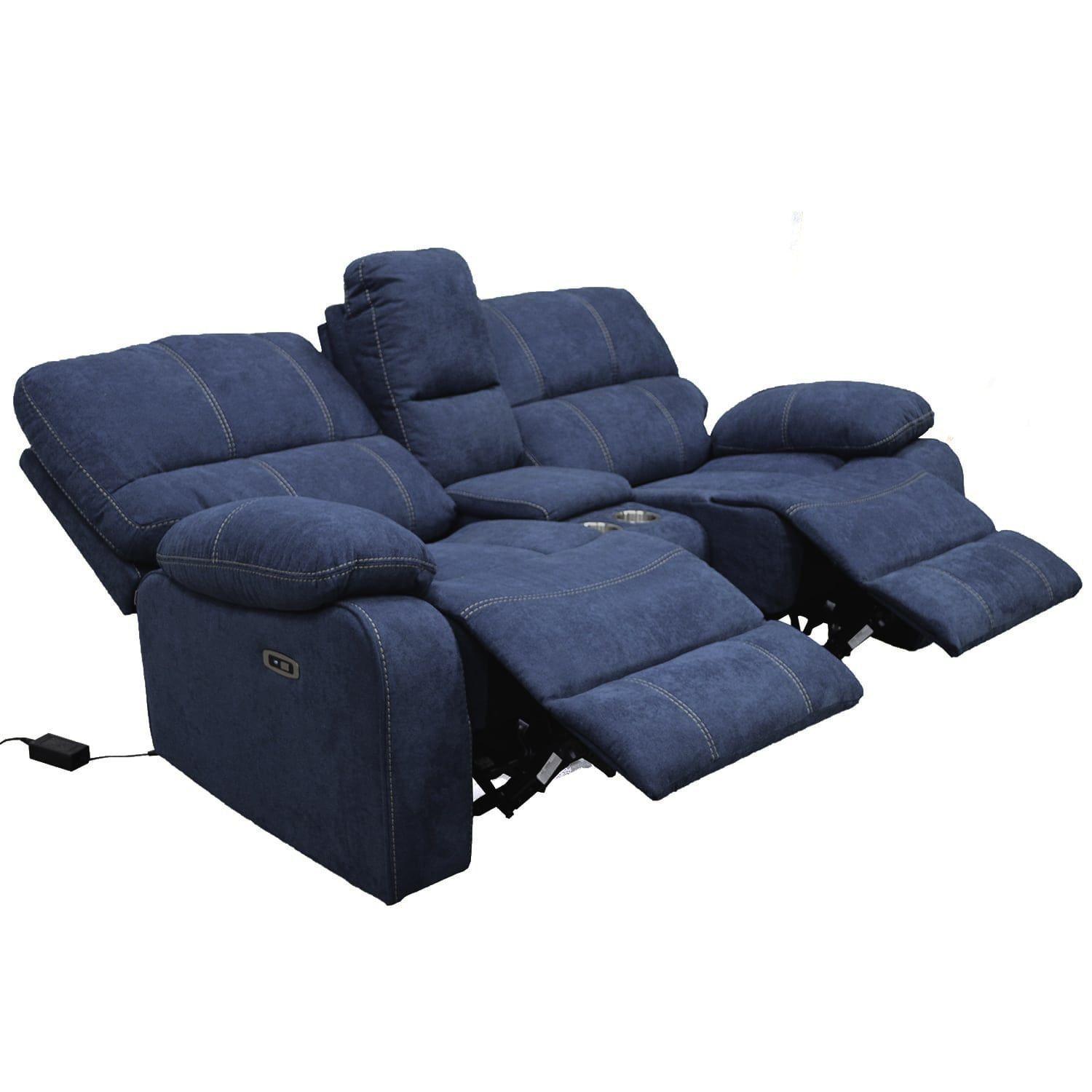 SOFA RECLINABLE  ELECTRICO  2 CUERPOS ODH  NEW VENECIA COLOR AZUL-1