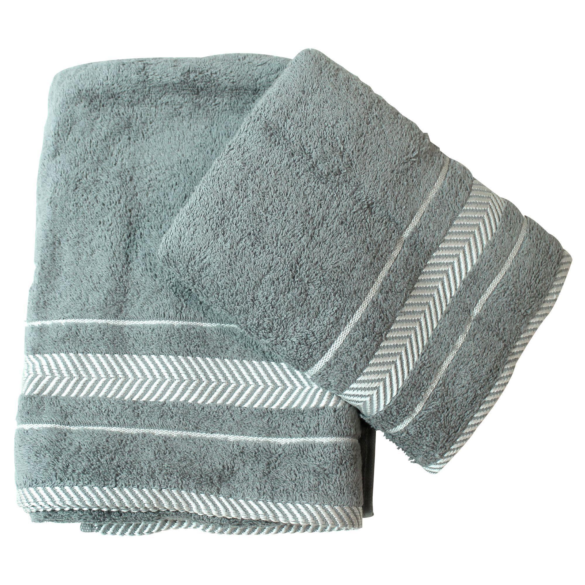 Toalla de baño 2 unidades 100% algodon GRIS /blanco-0