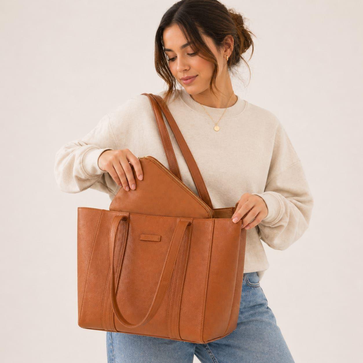 CARTERA SHOPPER HOMBRO SUELA CAFE CLARO-4