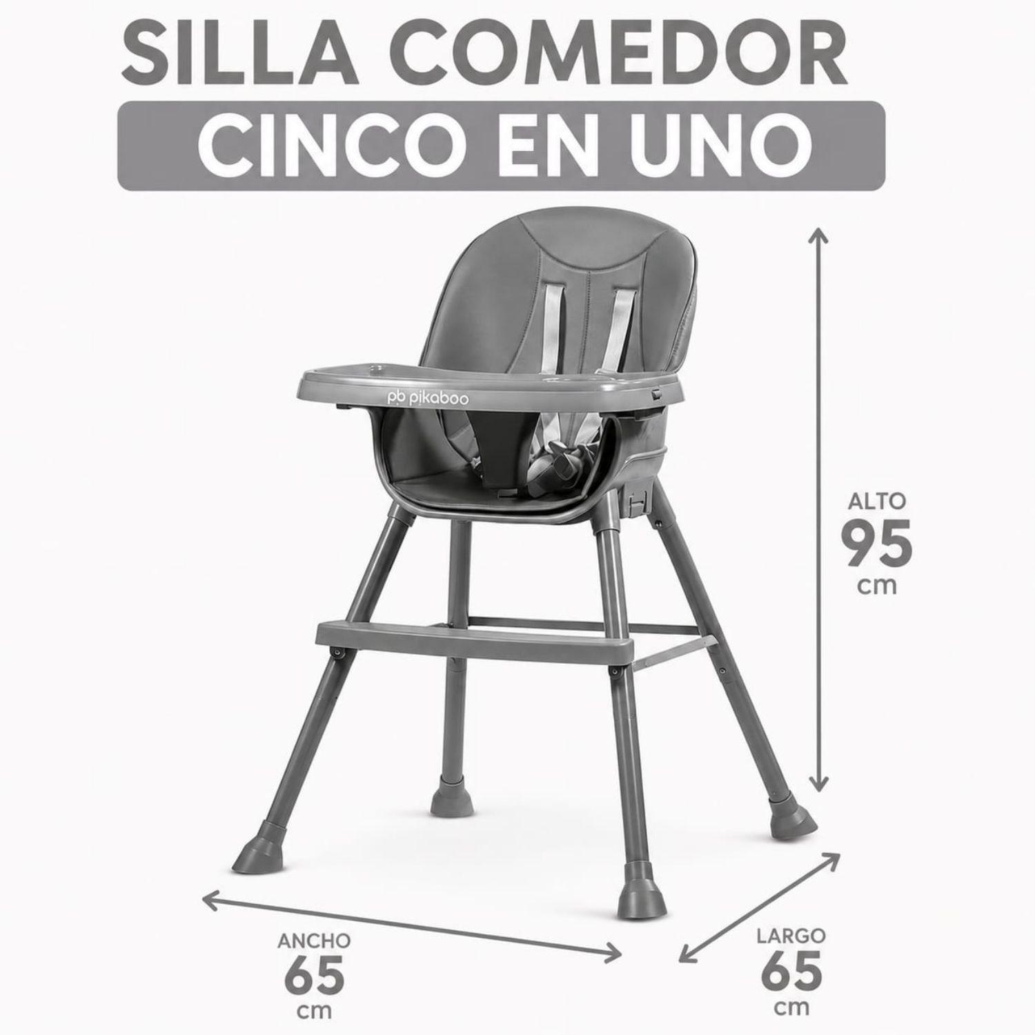 Silla De Comer Para Bebes 5 En 1 Jazz Gris Pikaboo-1