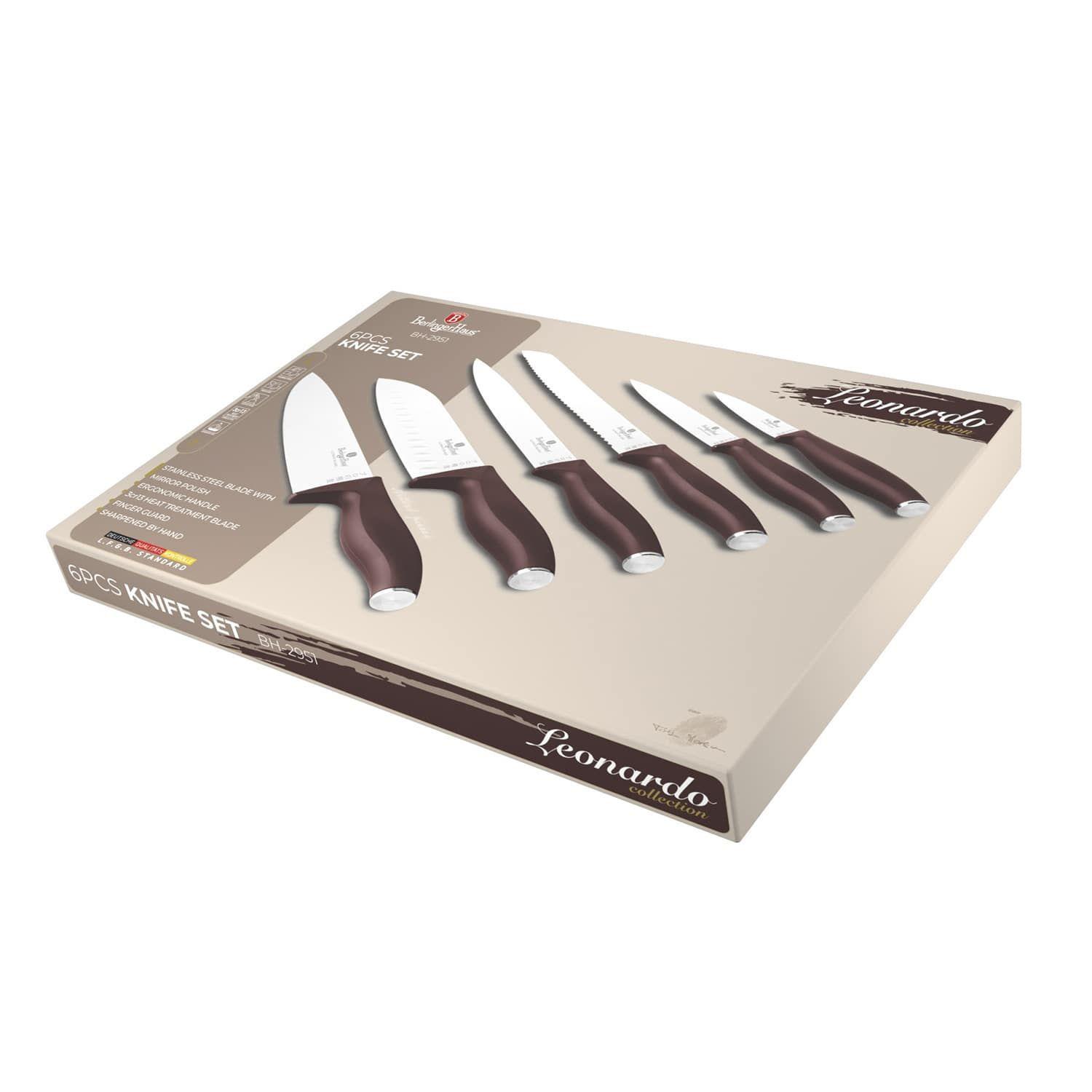 SET DE CUCHILLOS 6 PZS EDICIÓN BURDEOS ACERO INOXIDABLE-2