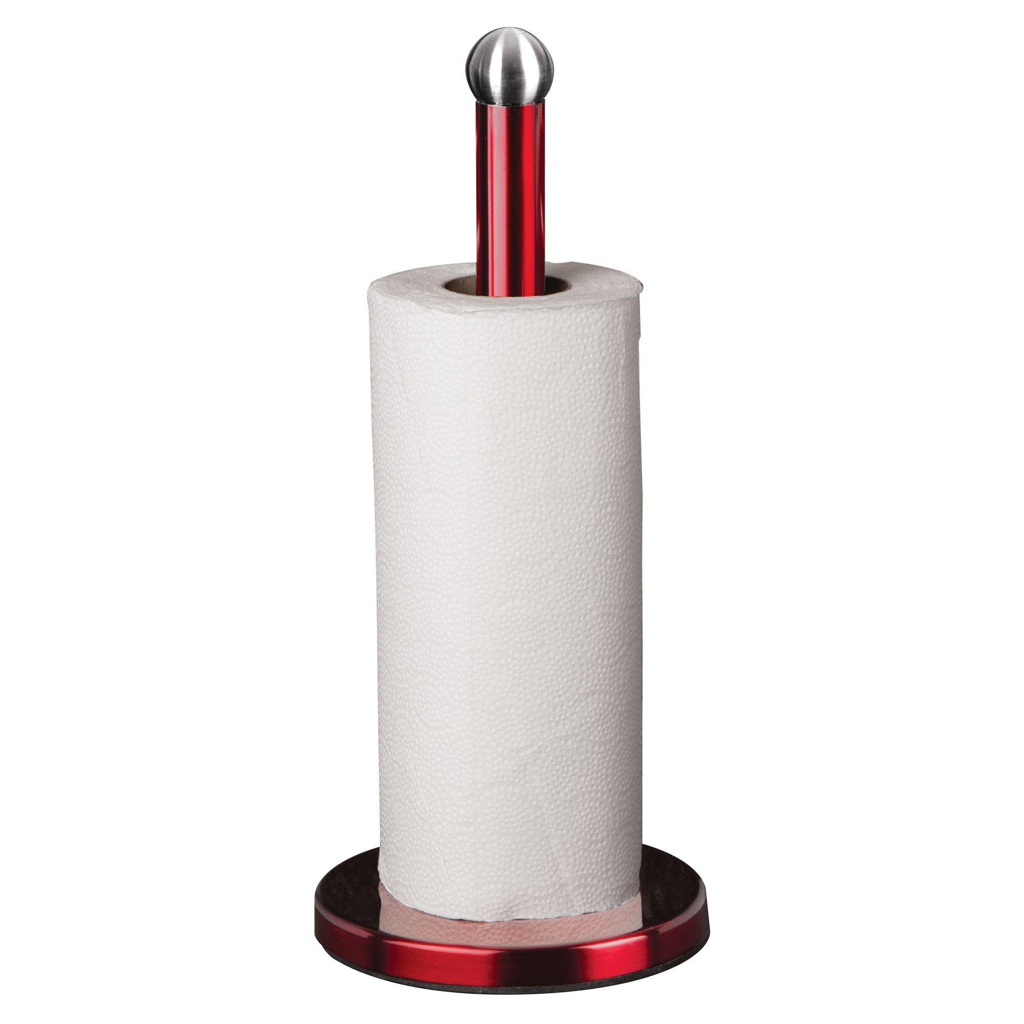 Porta toalla de papel para mesa metalico rojo-0
