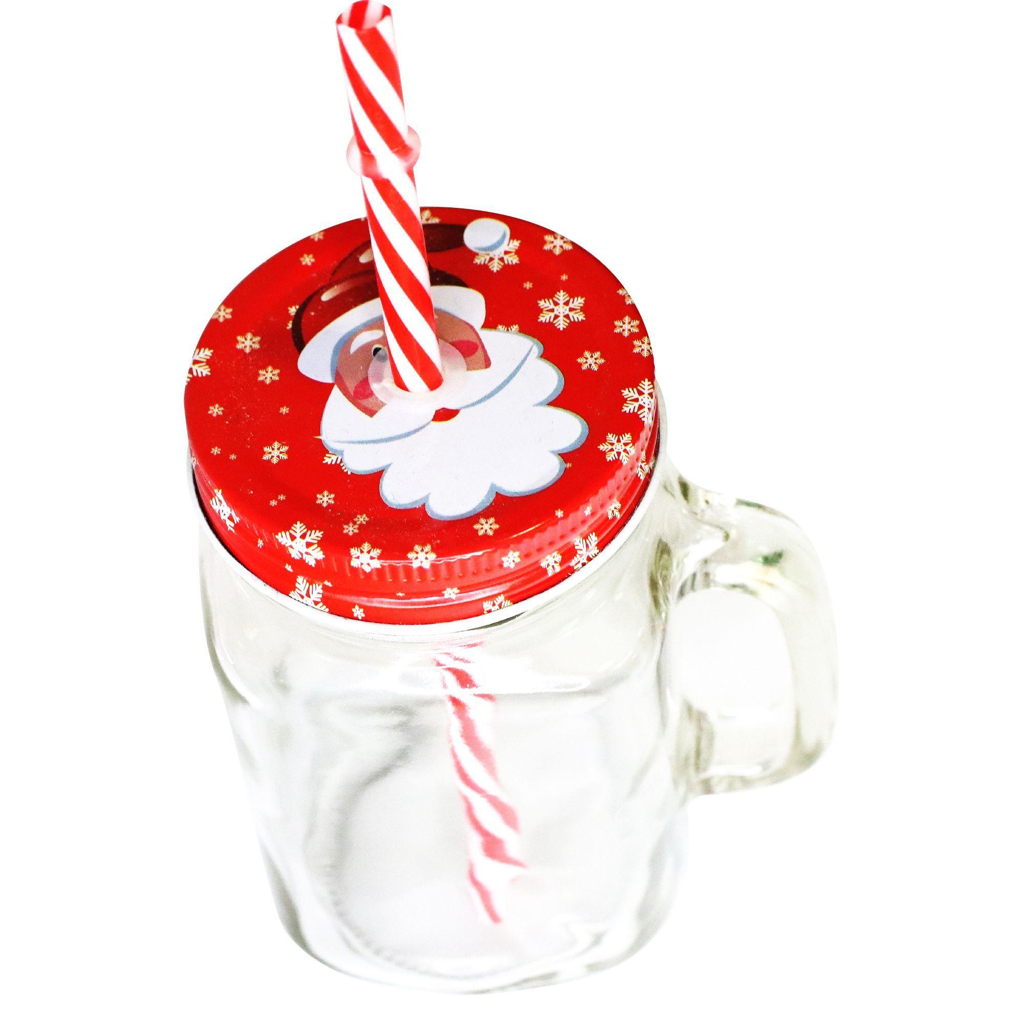 Set de 6 jarron 400ML diseño navidad + bombillas-0