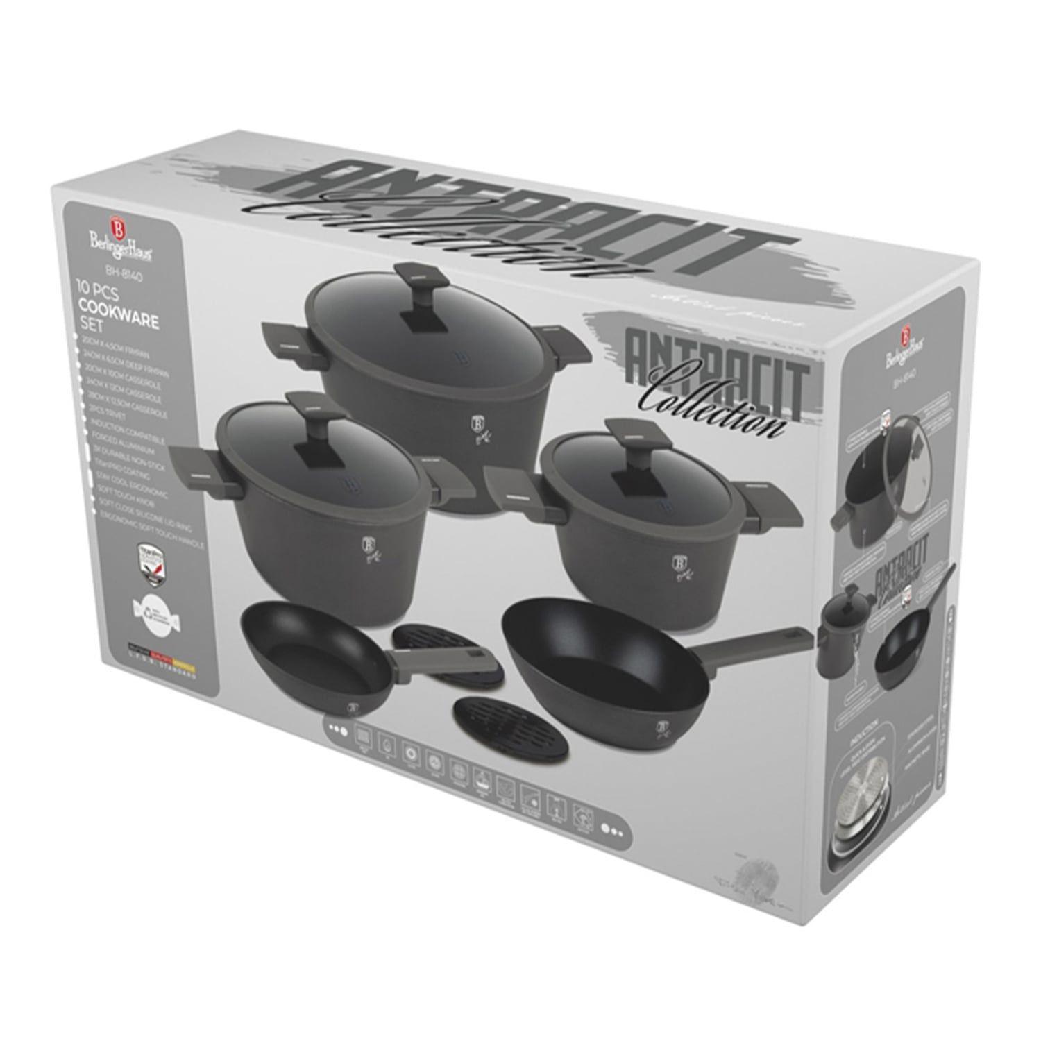 Batería de cocina 15 pzs Berlinger Haus, línea antracit collection, color negro, aluminio forjado-1