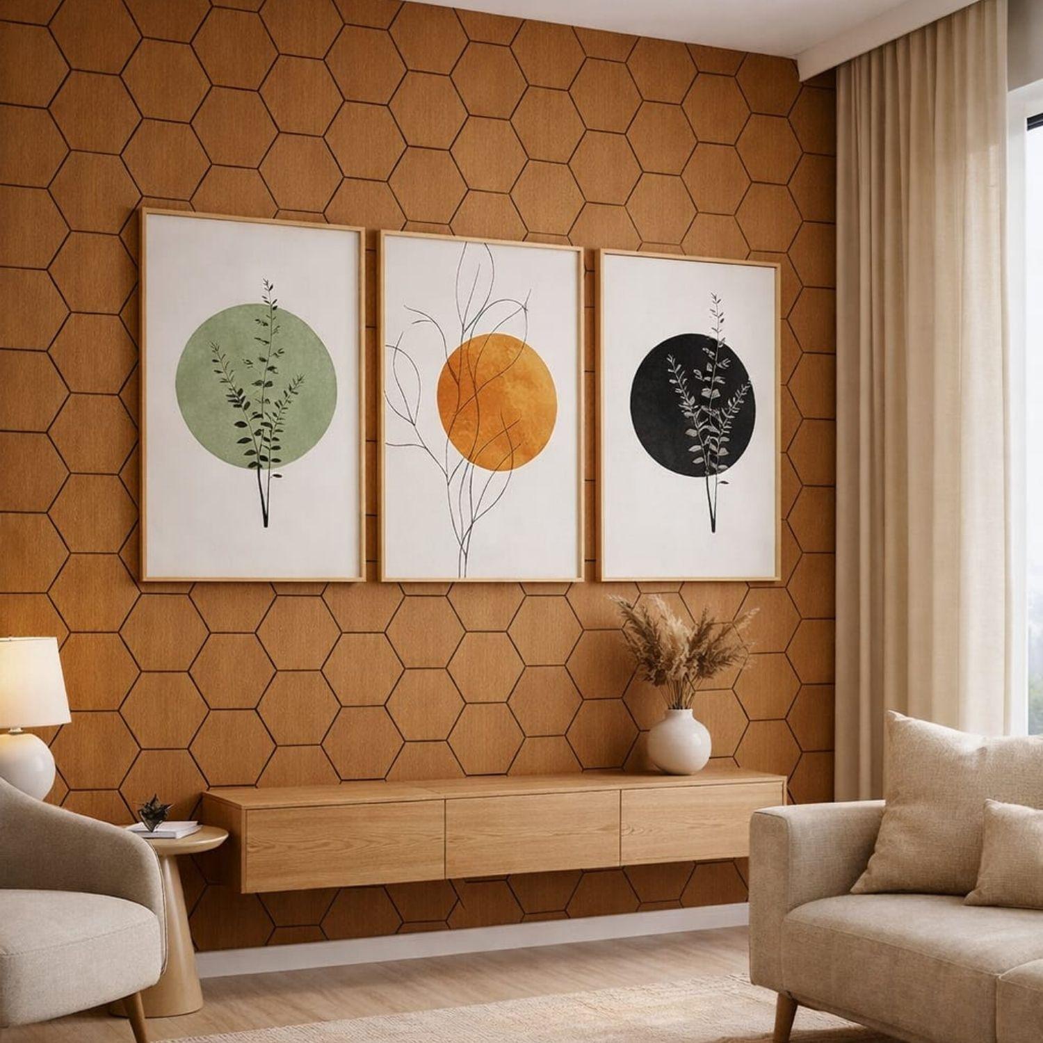 PANEL AC STICO TIPO COLMENA 5PZS CAF CLARO 81X66-2