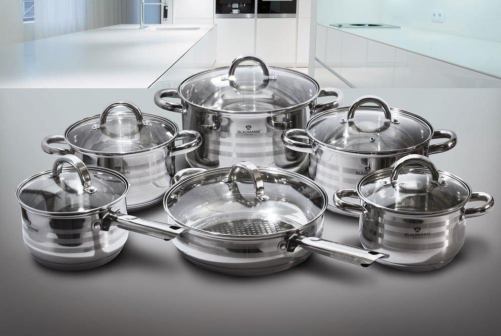 BATERIA DE COCINA 12 PZS GOURMET LINE ACERO INOXIDABLE PLATA-2