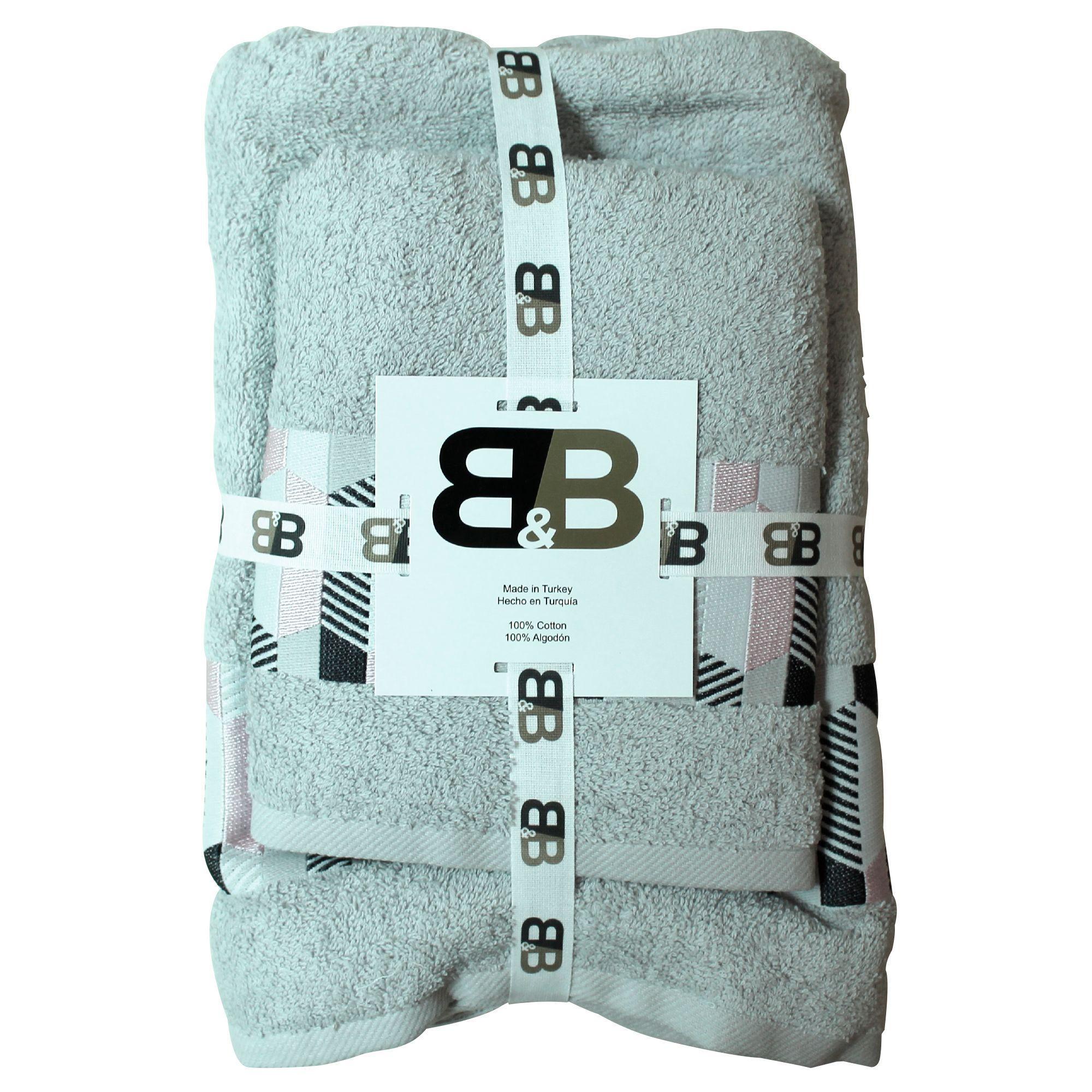 Toalla de baño 2 unidades 100% algodon GRIS CLARO / DISEÑO-1