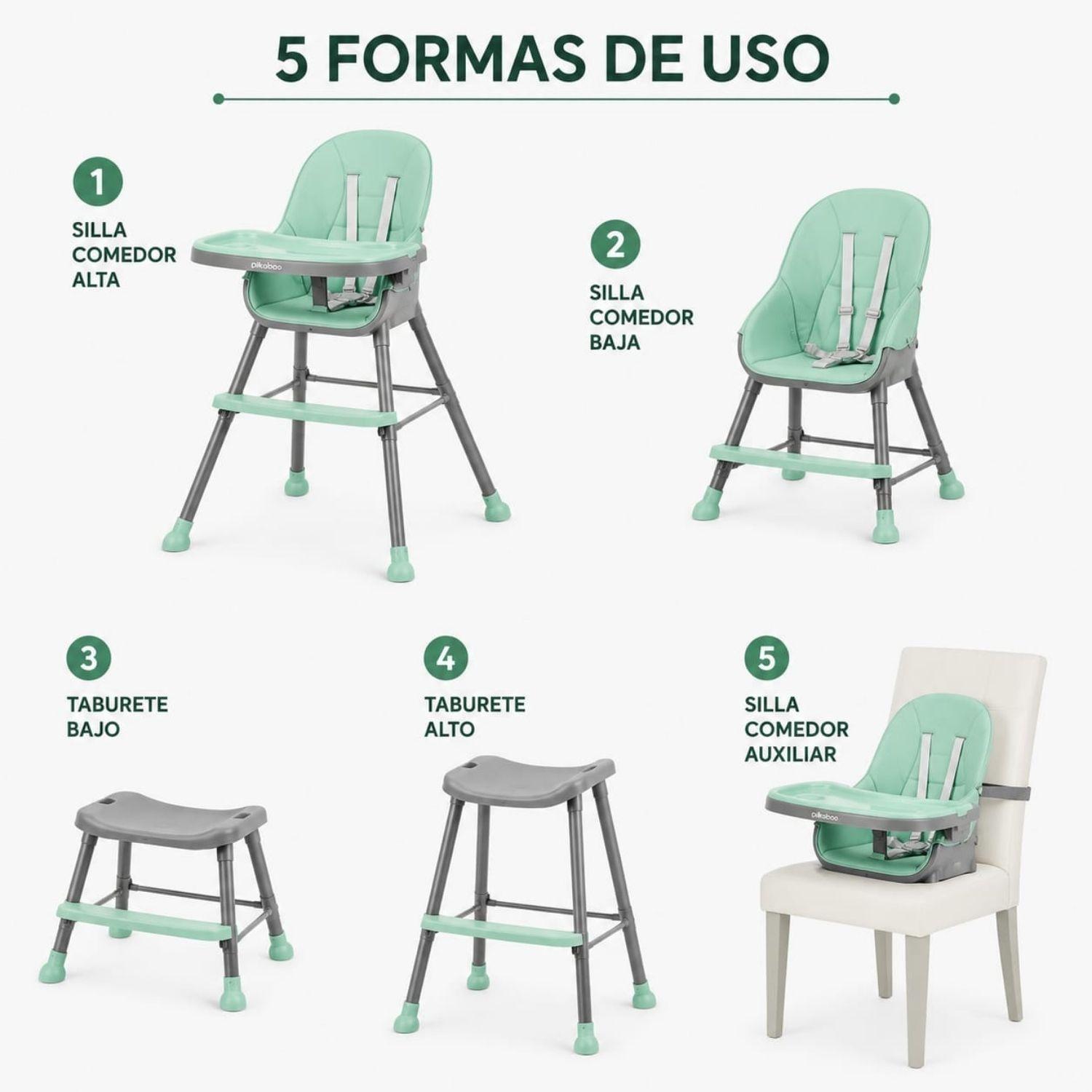 Silla De Comer Para Bebes 5 En 1 Jazz turquesa Pikaboo-2
