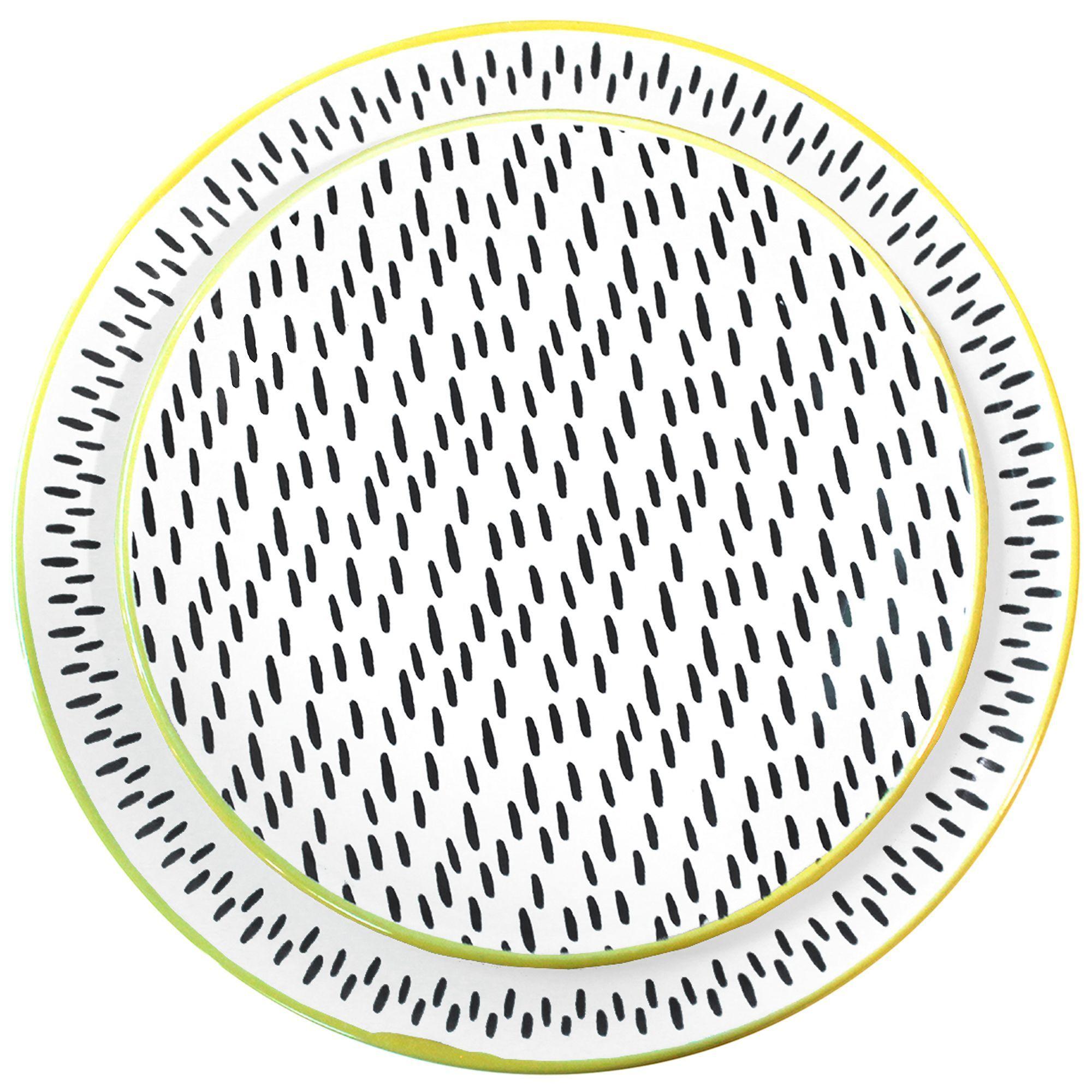 Loza 16 piezas Ceramica Amarillo Diseño-2