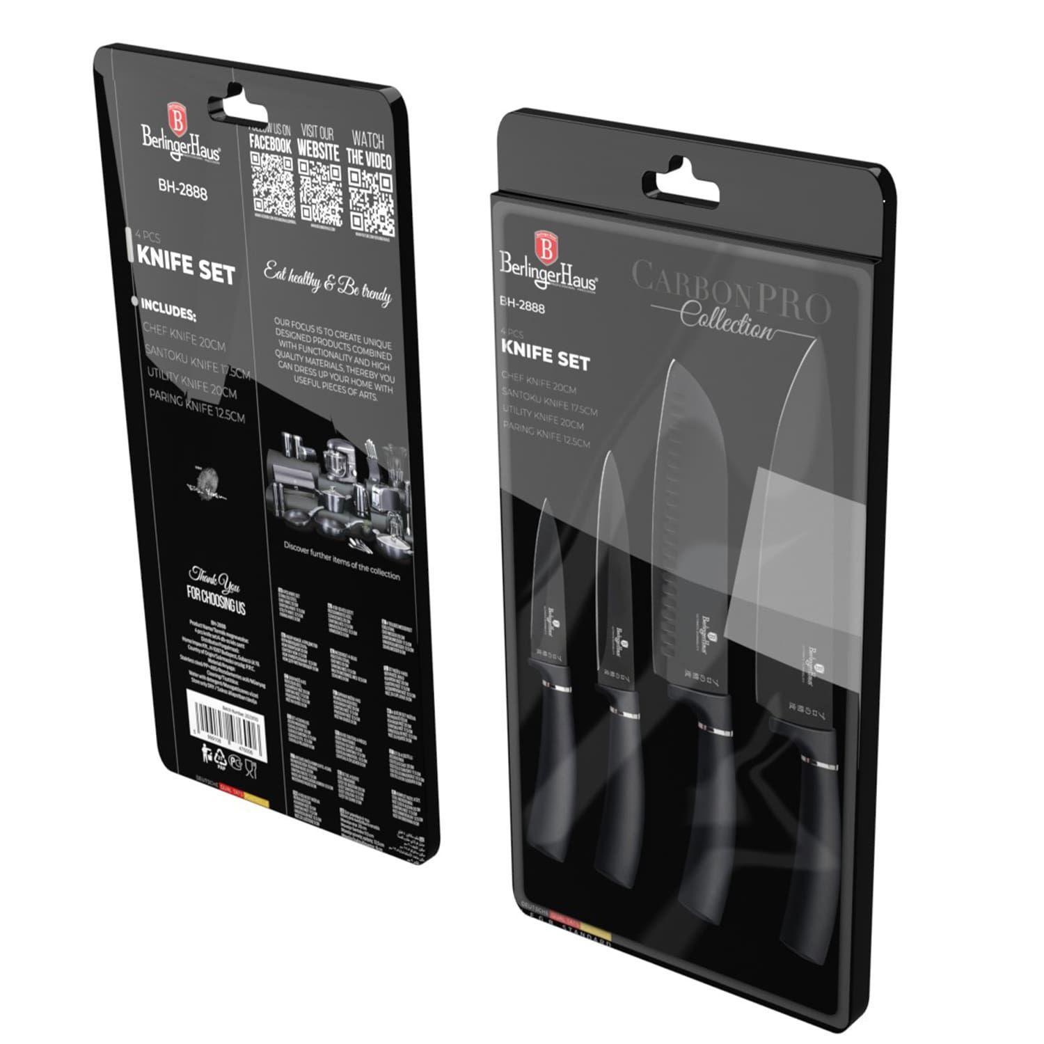SET DE CUCHILLOS 4 PZS METALLIC LINE CARBON PRO EDITION ACERO INOXIDABLE-1