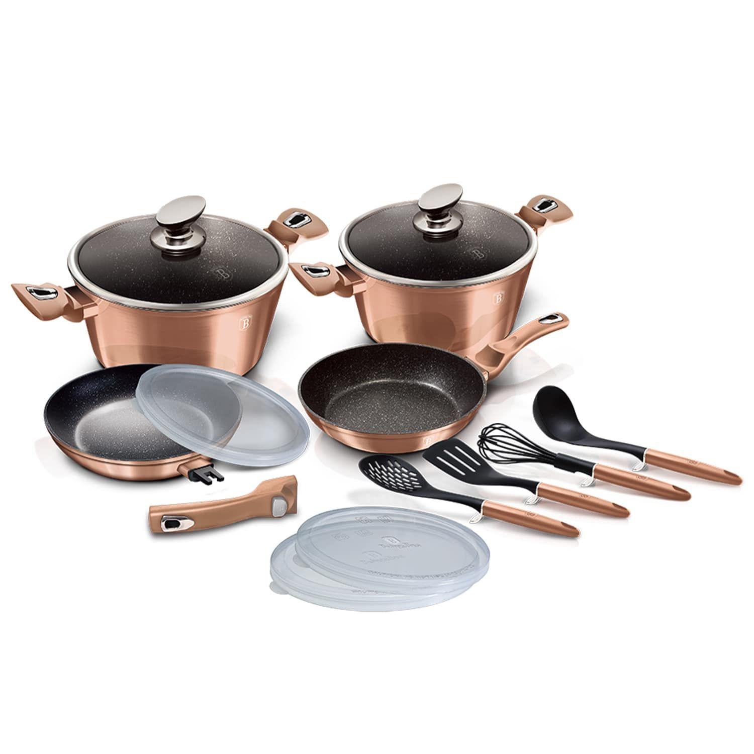 Batería de cocina 15 pzs Berlinger Haus, color rosa.-1