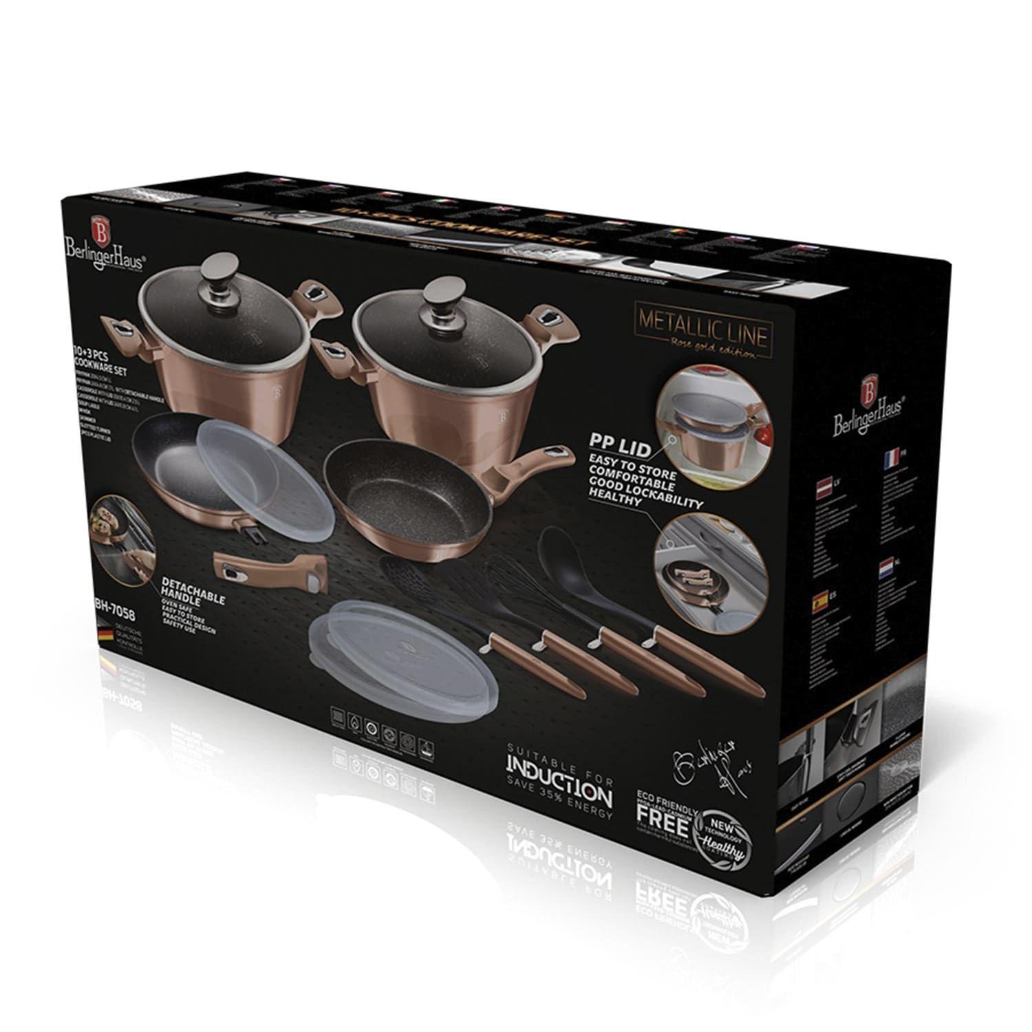 Batería de cocina 15 pzs Berlinger Haus, color rosa.-2