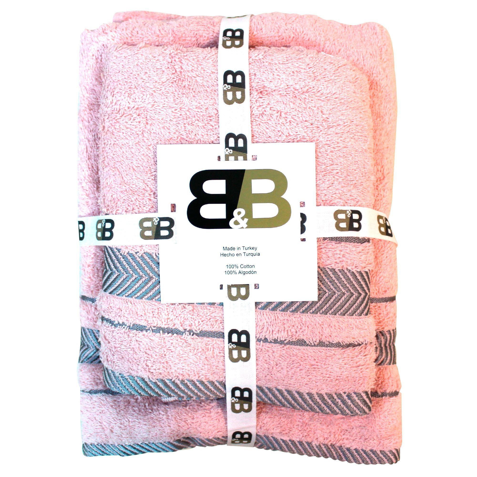 Toalla de baño 2 unidades 100% algodon ROSA / GRIS-1