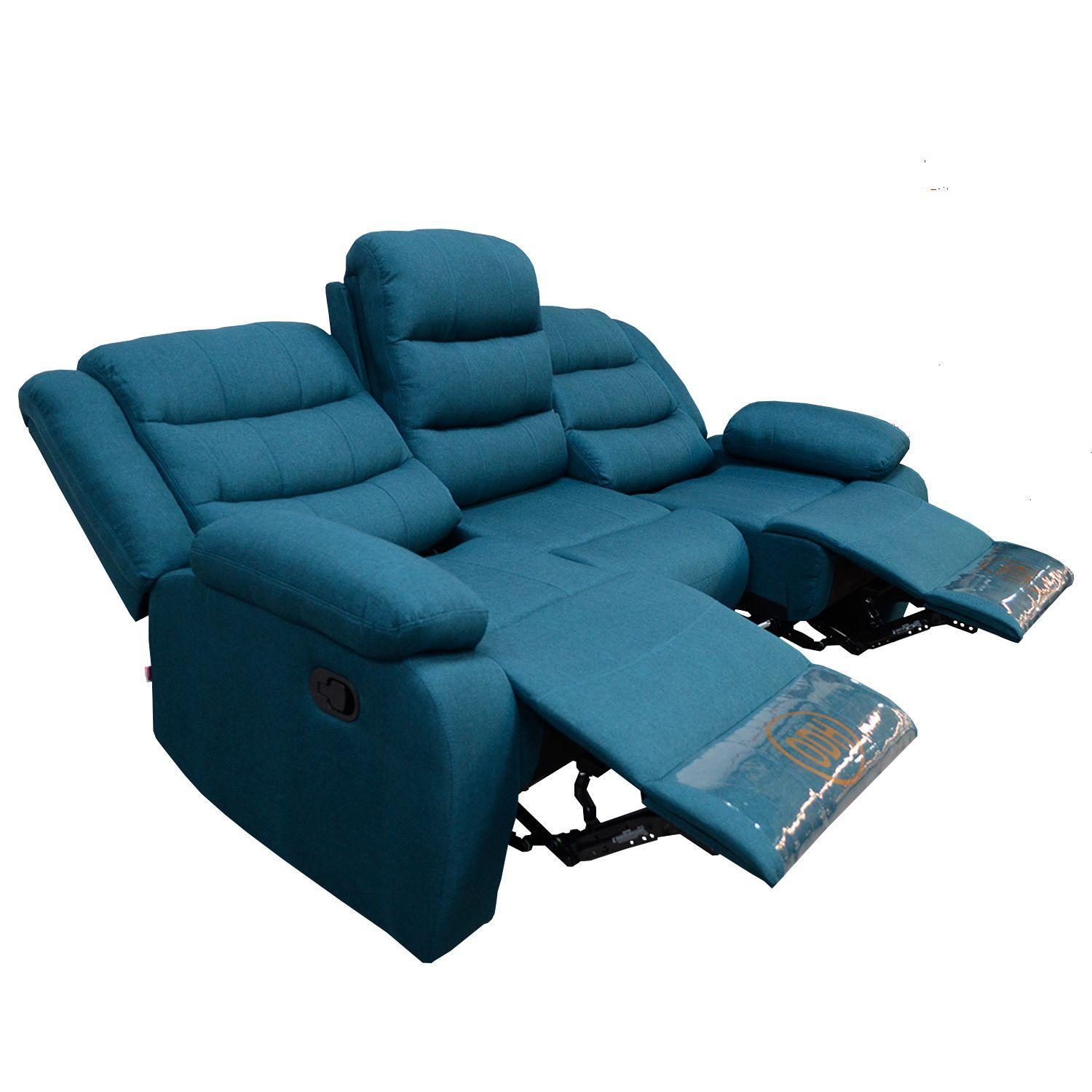 SOFA RECLINABLE 3 CUERPOS  ODH NEW ITALIA, COLOR AZUL PETROLEO-1