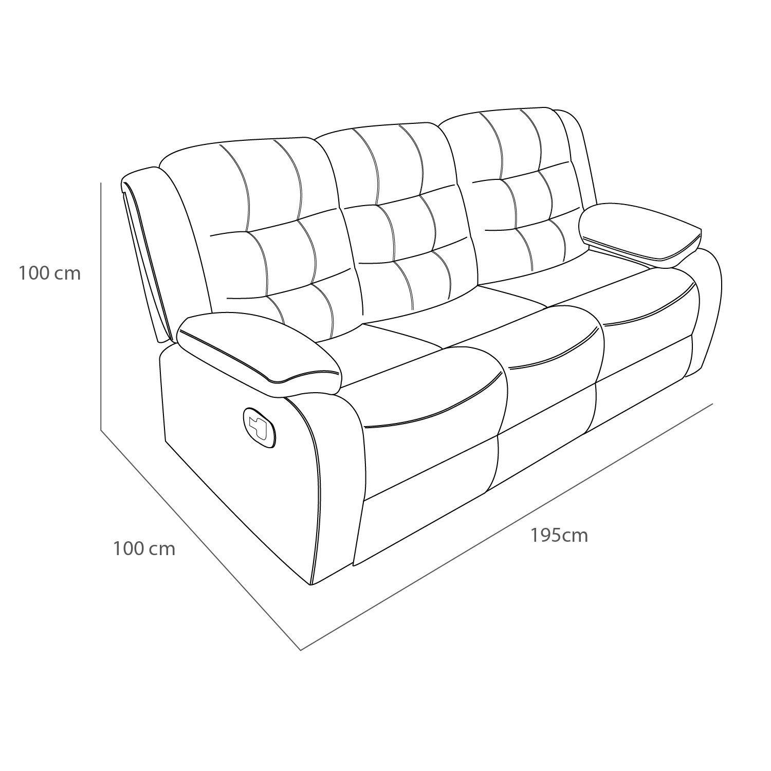 SOFA RECLINABLE 3 CUERPOS  ODH NEW ITALIA, COLOR AZUL PETROLEO-3
