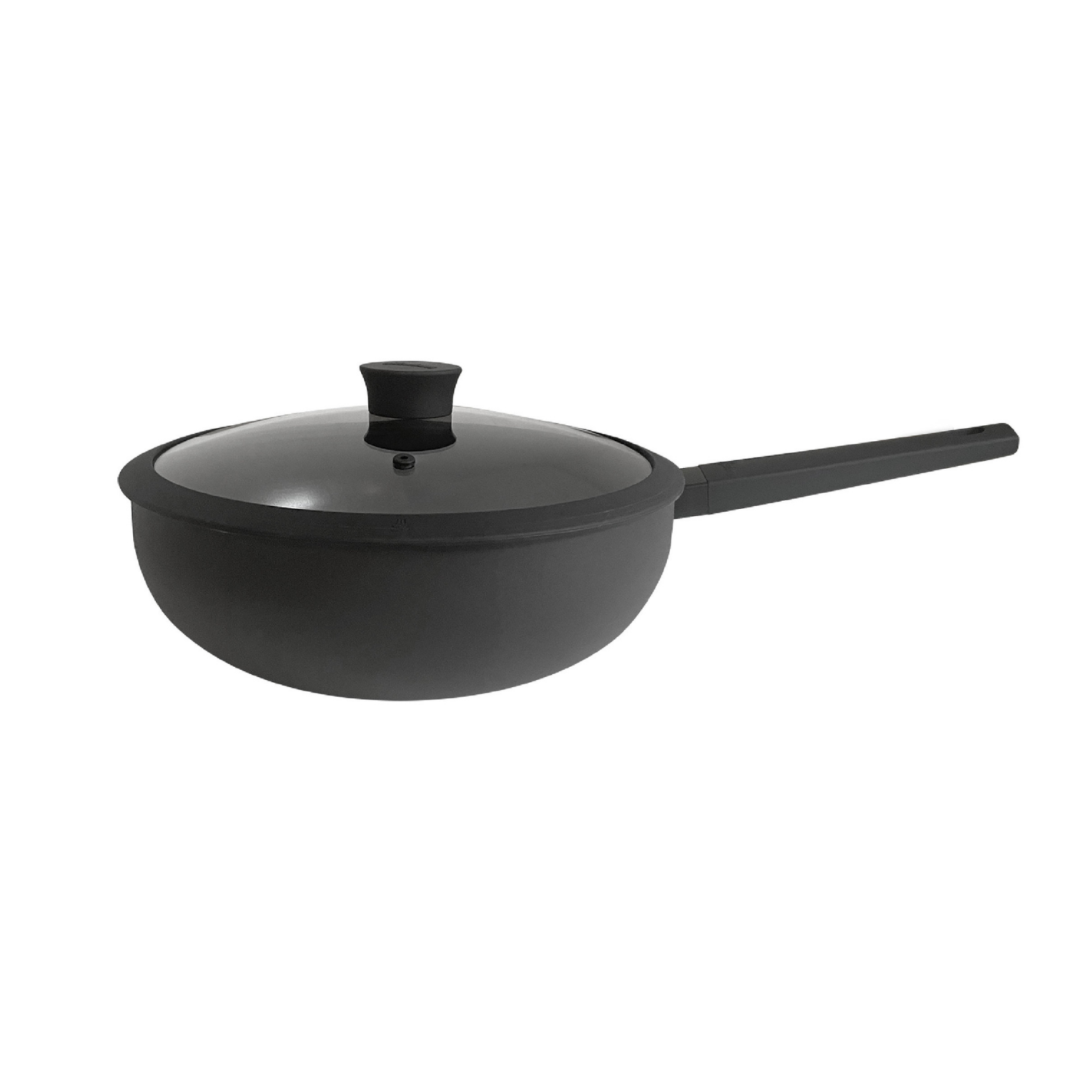 Wok De Aluminio C mango Y Tapa De Cristal De 28cm Color Negro DAY18-0
