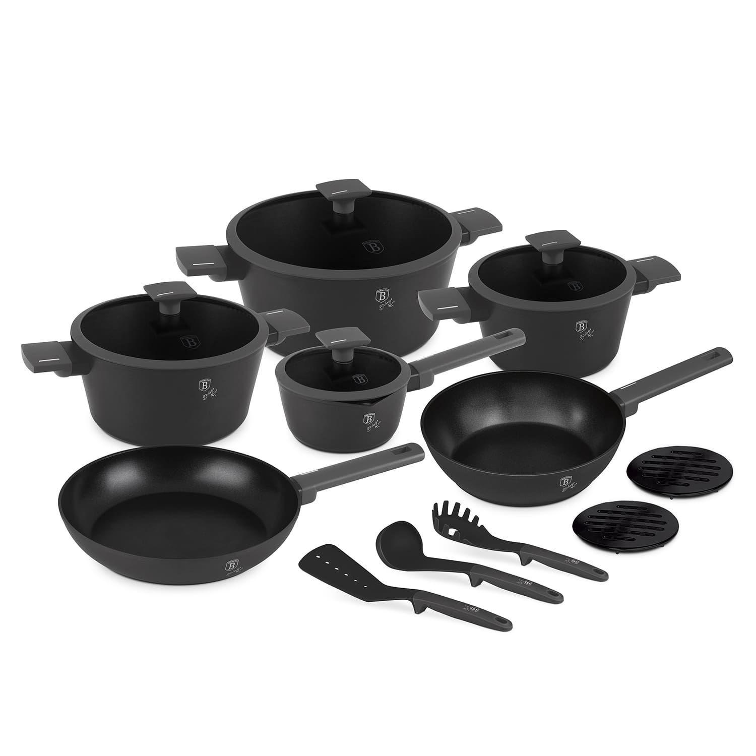 Batería de cocina 10 pzs Berlinger Haus, línea antracit collection, color negro, aluminio forjado-2