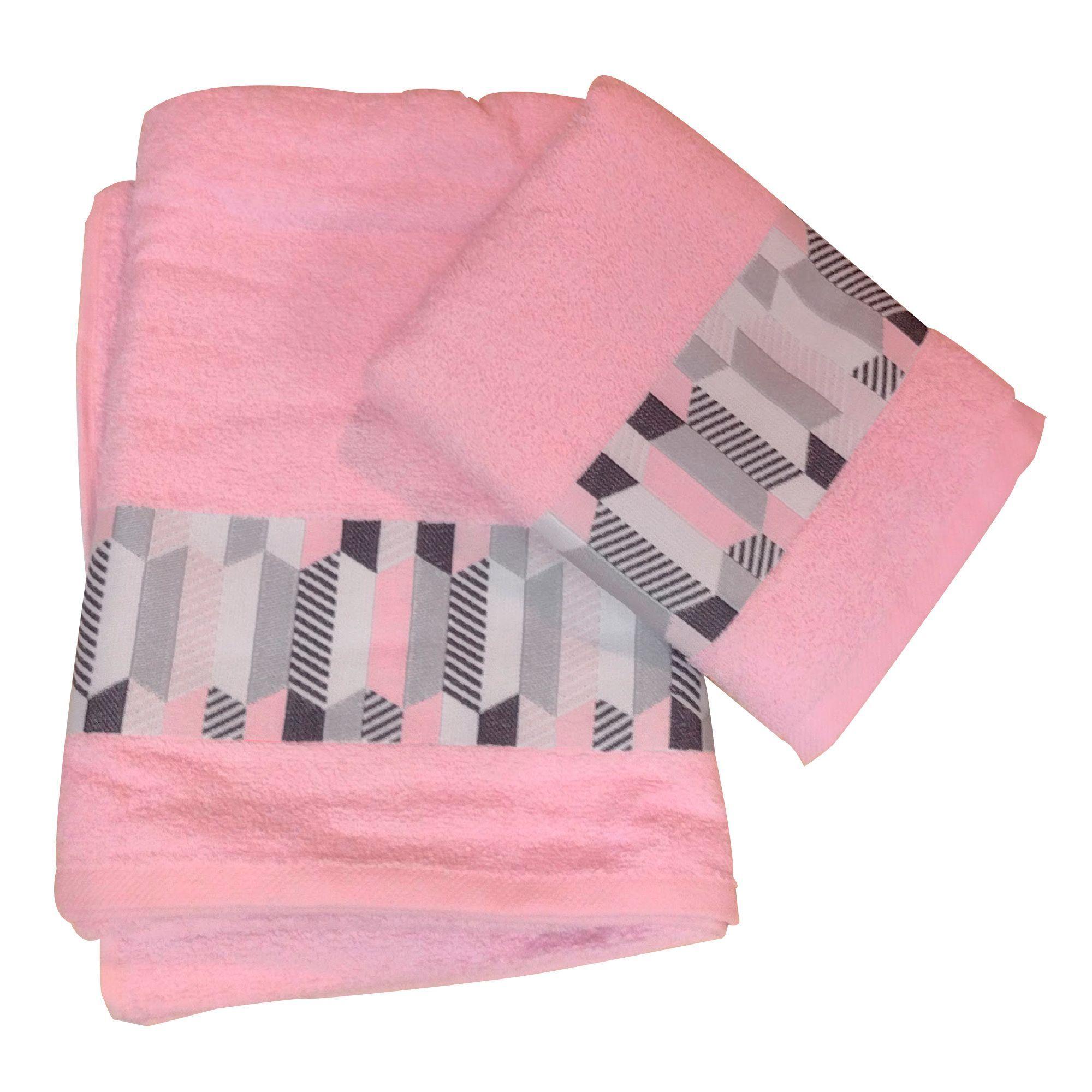 Toalla de baño 2 unidades 100% algodon ROSADO / DISEÑO-0