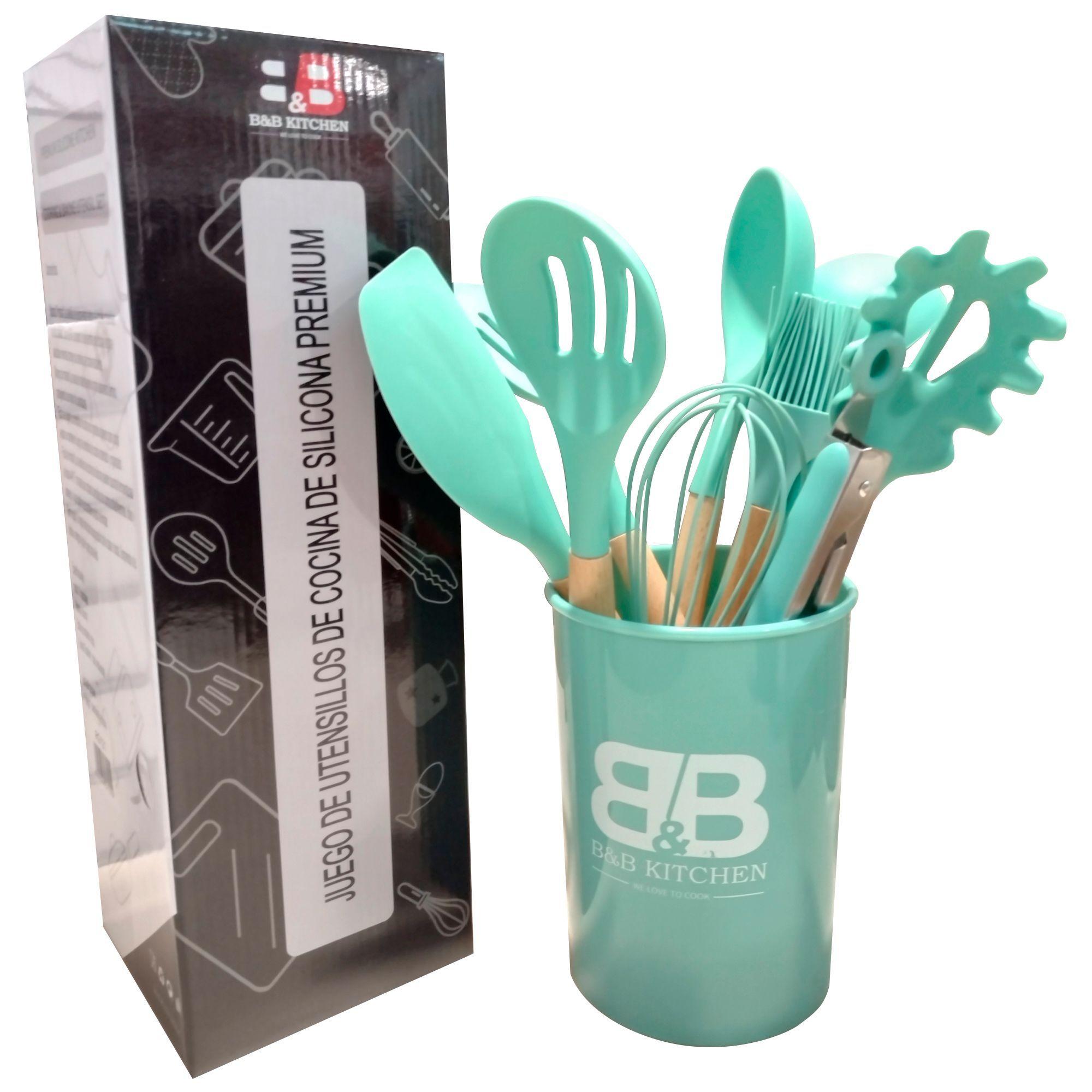 Utensilios de silicona  10 piezas Premium verde-1