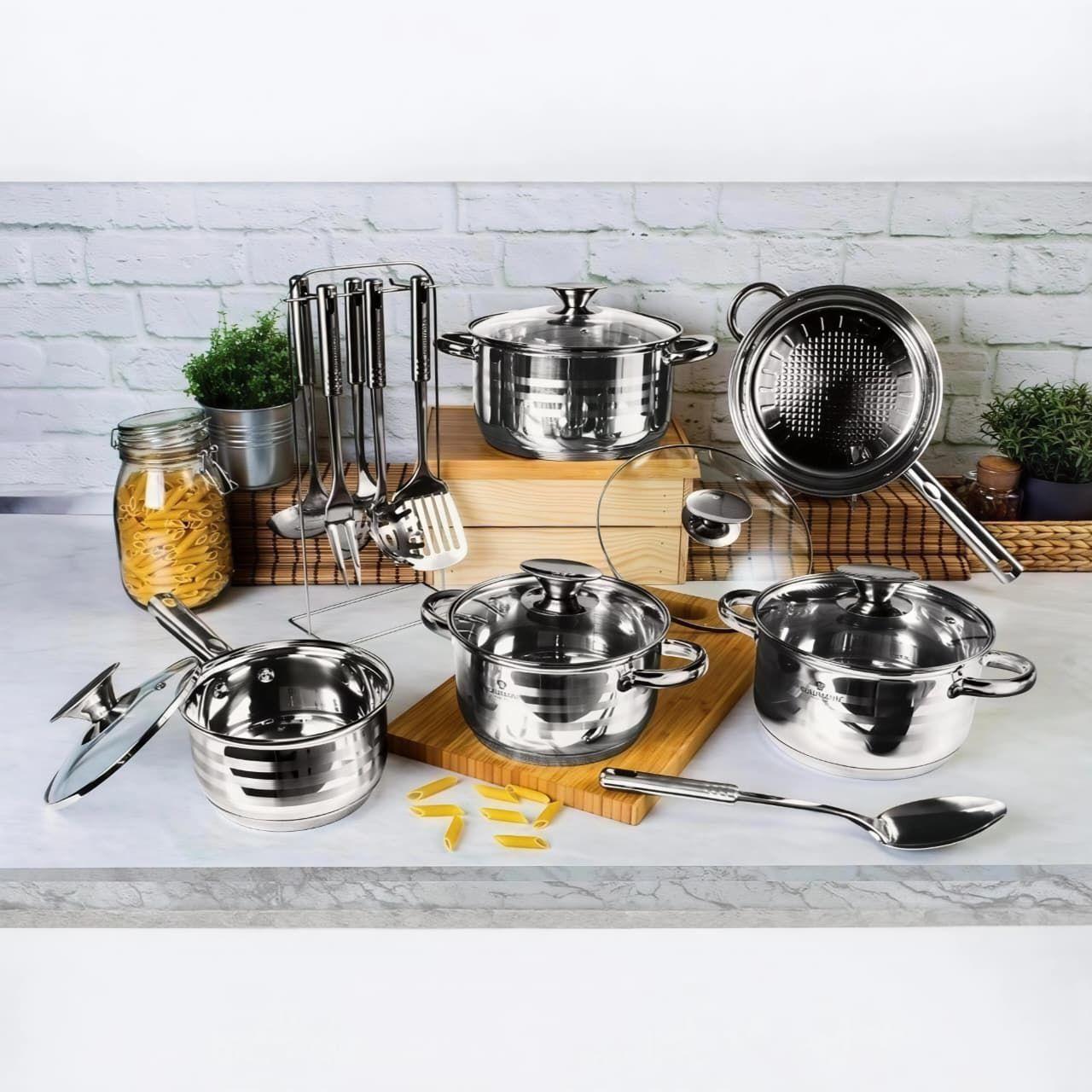 BATERIA DE COCINA 17 PZS GOURMET LINE ACERO INOXIDABLE-2