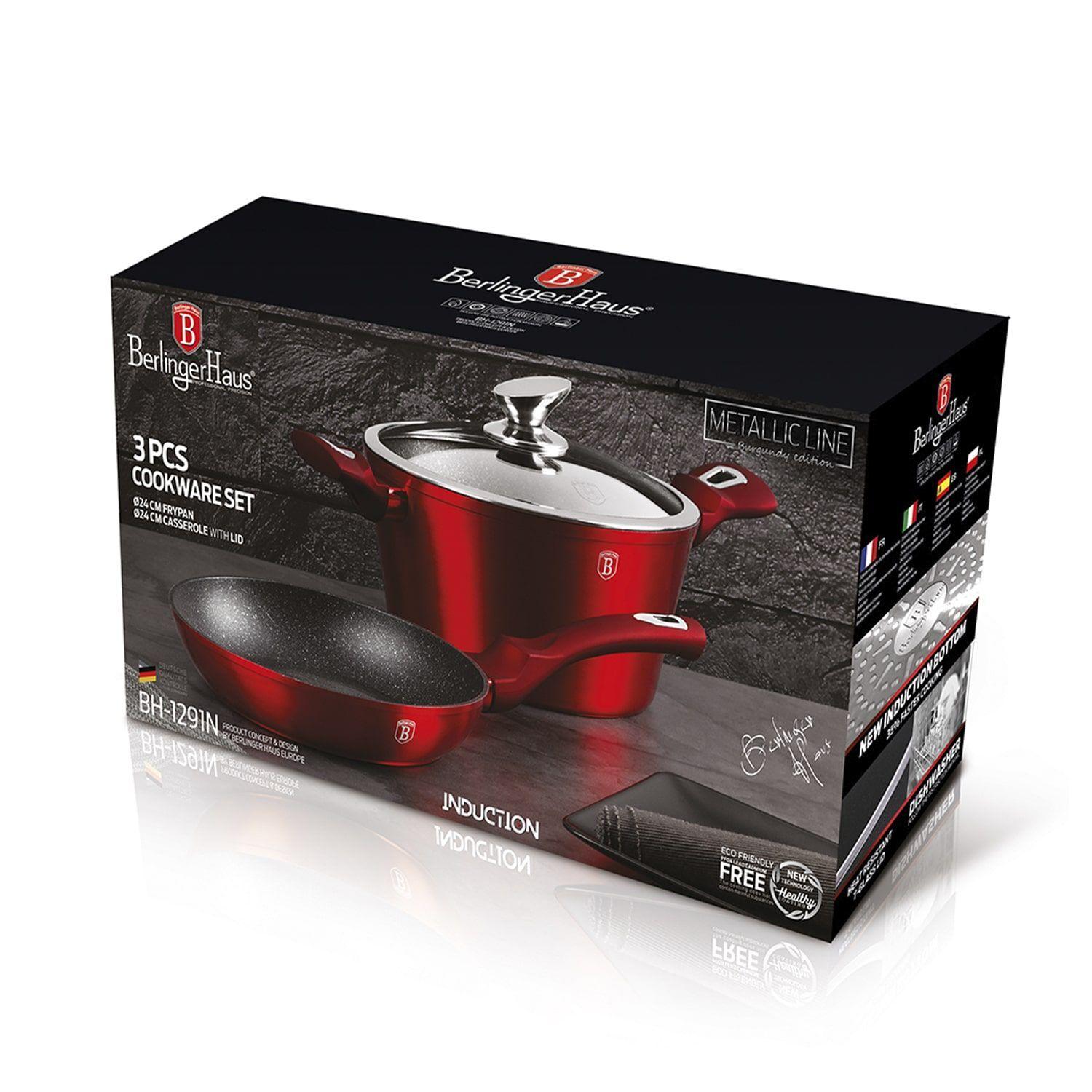 SET DE SARTEN + OLLA 3 PZS METALLIC LINE BURGUBDY EDITION ANTIADHERENTE-2