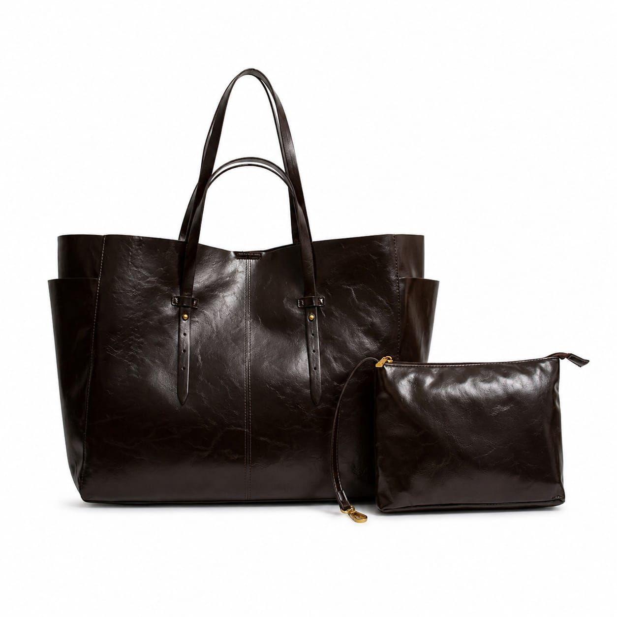 SHOPPER DOBLE ASA CHOCOLATE CON ESTUCHE-2